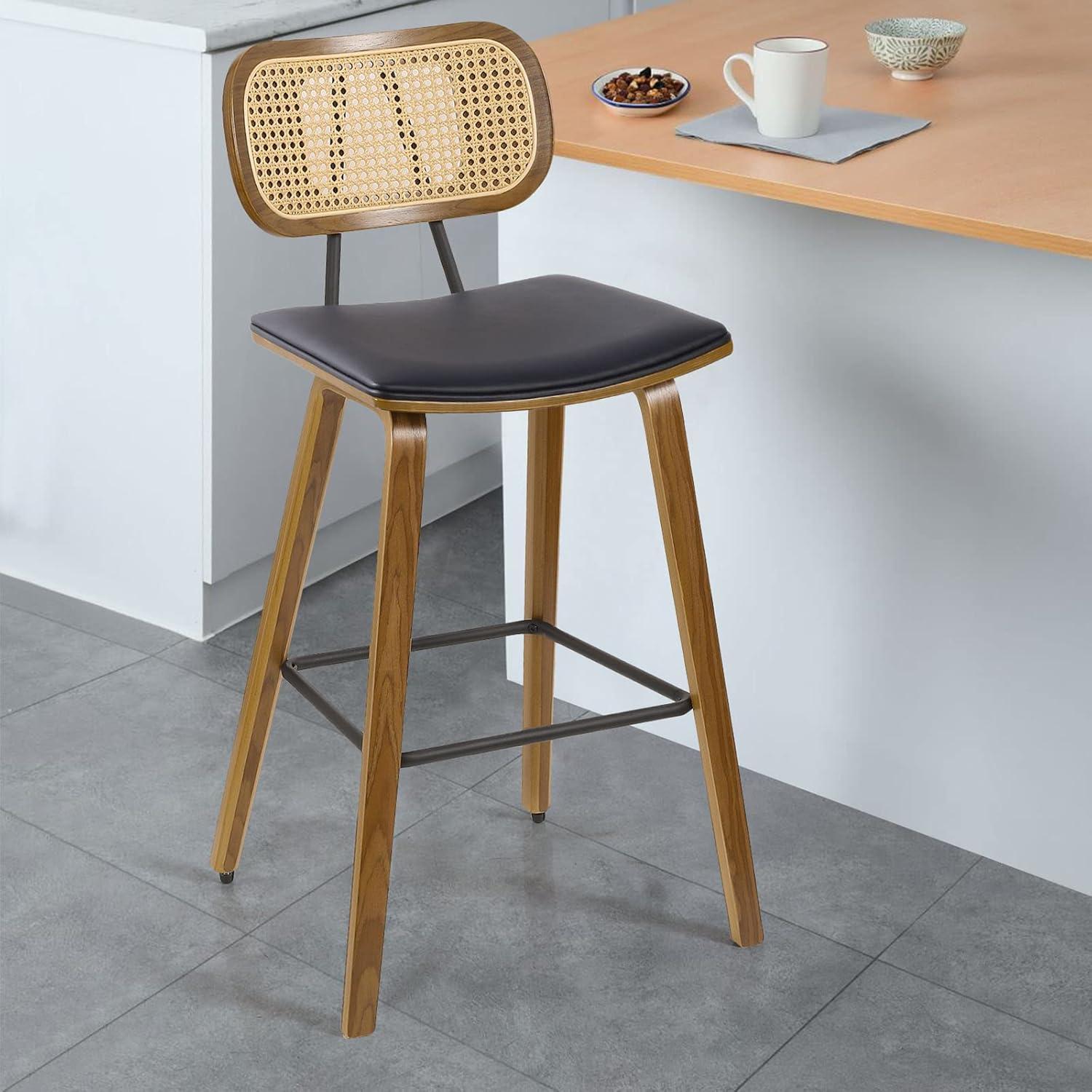 Latitude Run® 26" Upholstered Rattan Counter Height Stool (Set of 2)