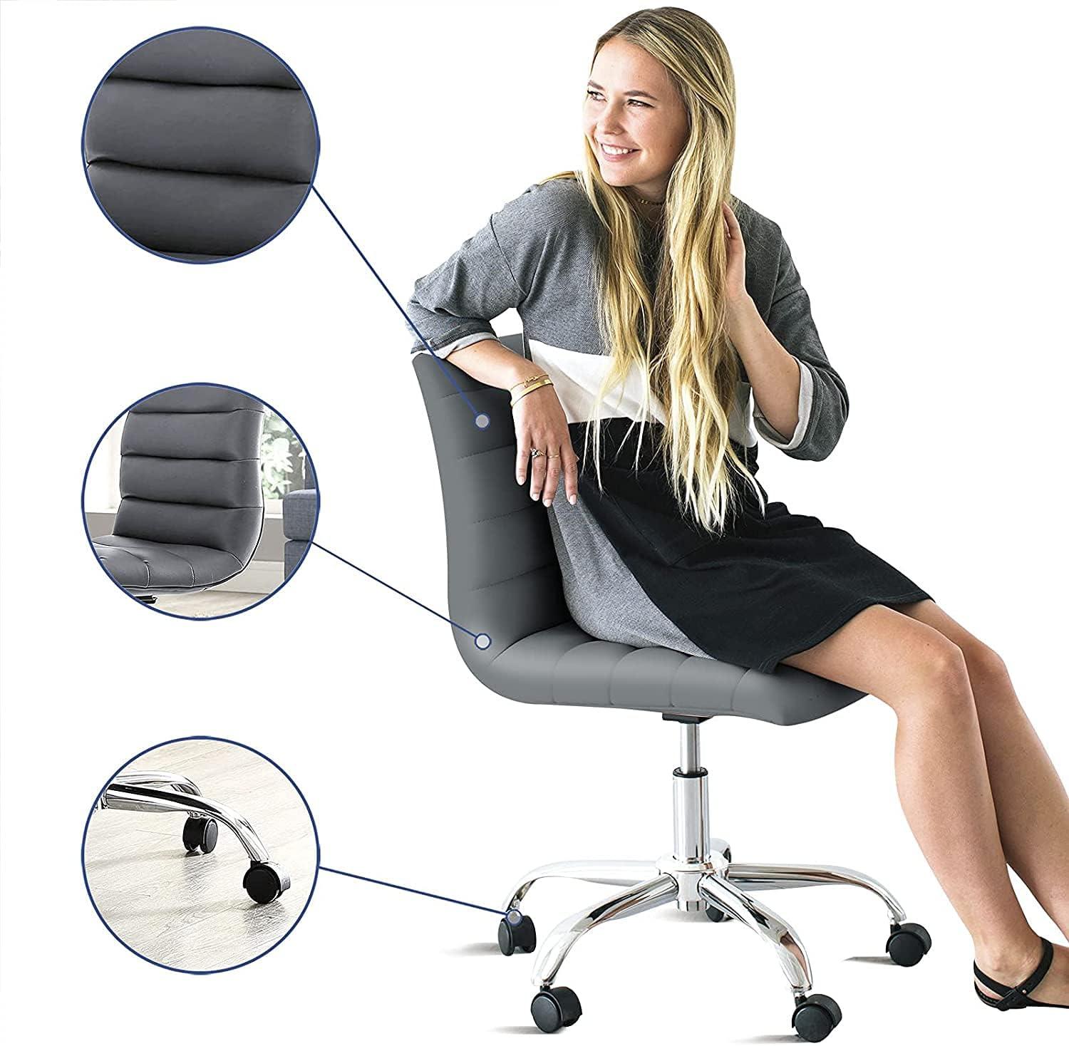 Ripple Mid-Back Swivel Task Chair in Gray Faux Leather