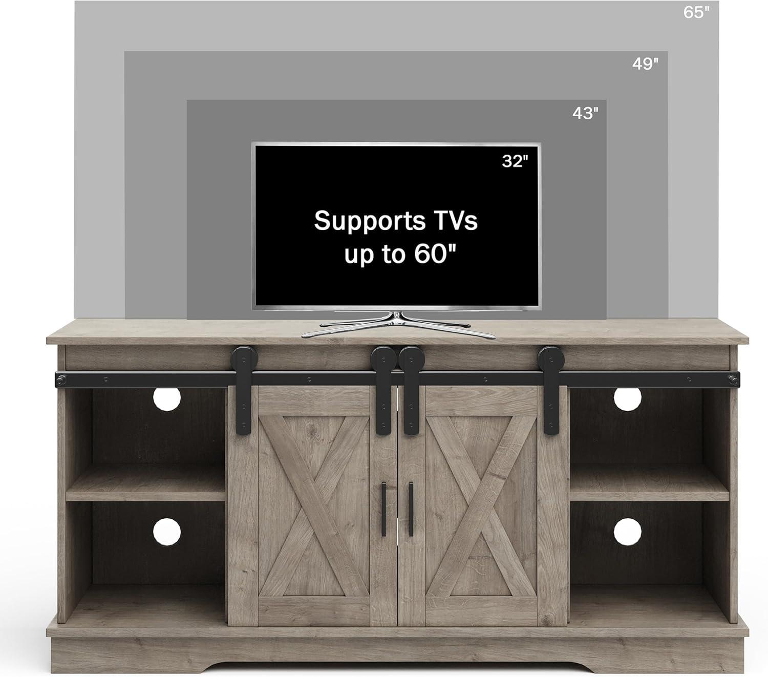 Lavish Home 65-inch TV Stand – 2-Door Entertainment Center, Adjustable Media Console Shelves, Cable Management, Farmhouse Style