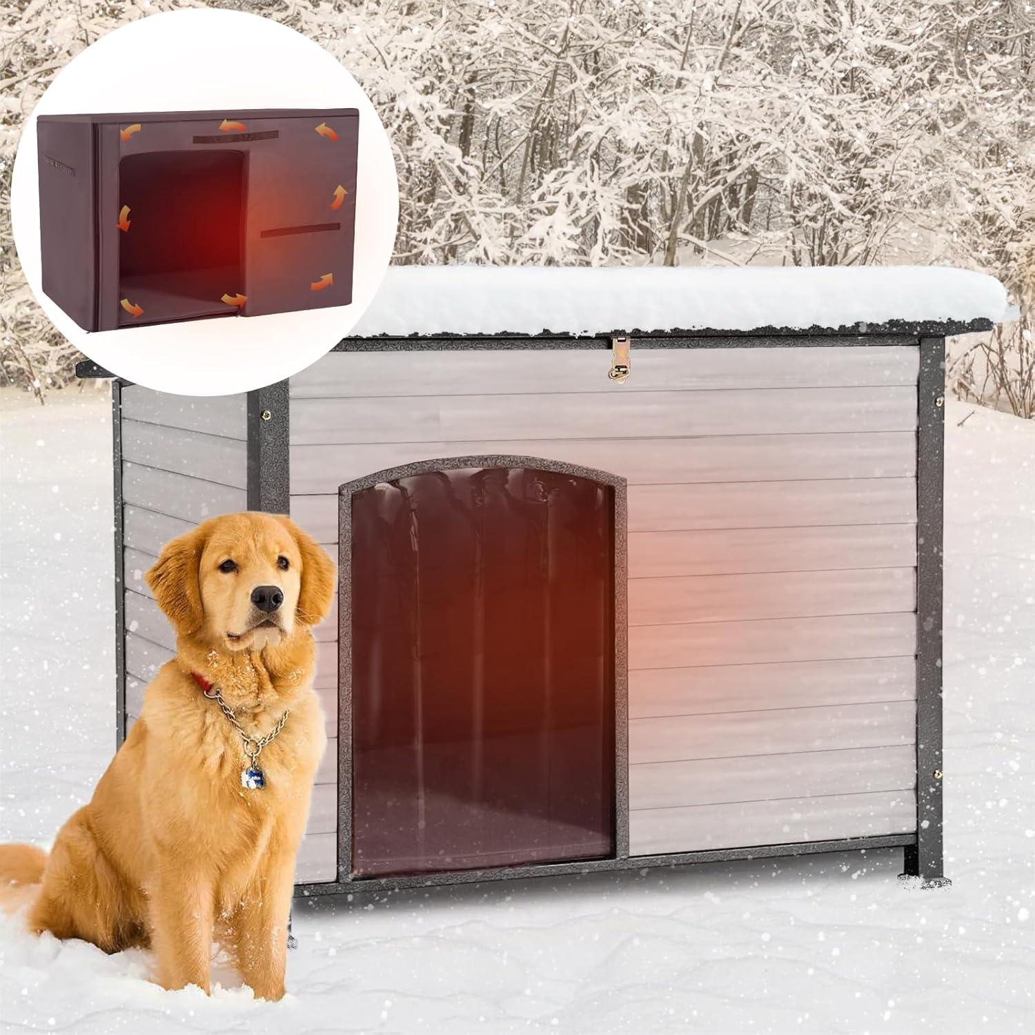 Aivituvin-AIR86-IN Large Insulated Dog House Off-White 43.3"(L) x 29.4" (W) x 33.4"(H)