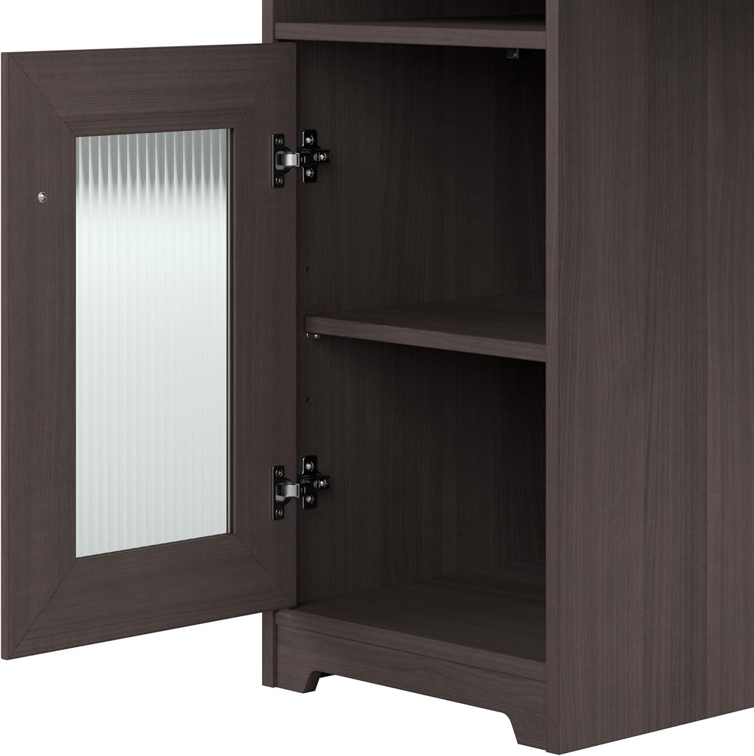 Cabot 60W L Shaped Computer Desk with Hutch Heather Gray - Bush Furniture: Executive Workstation, Storage Cabinet
