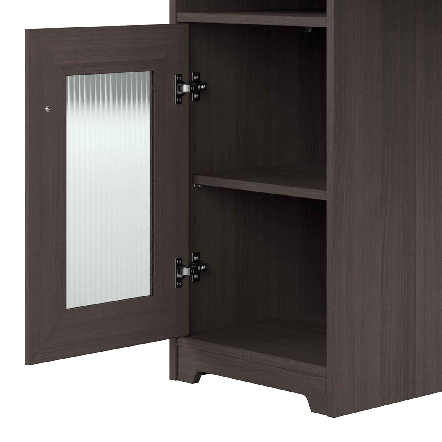 Cabot 60W L Shaped Computer Desk with Hutch Heather Gray - Bush Furniture: Executive Workstation, Storage Cabinet