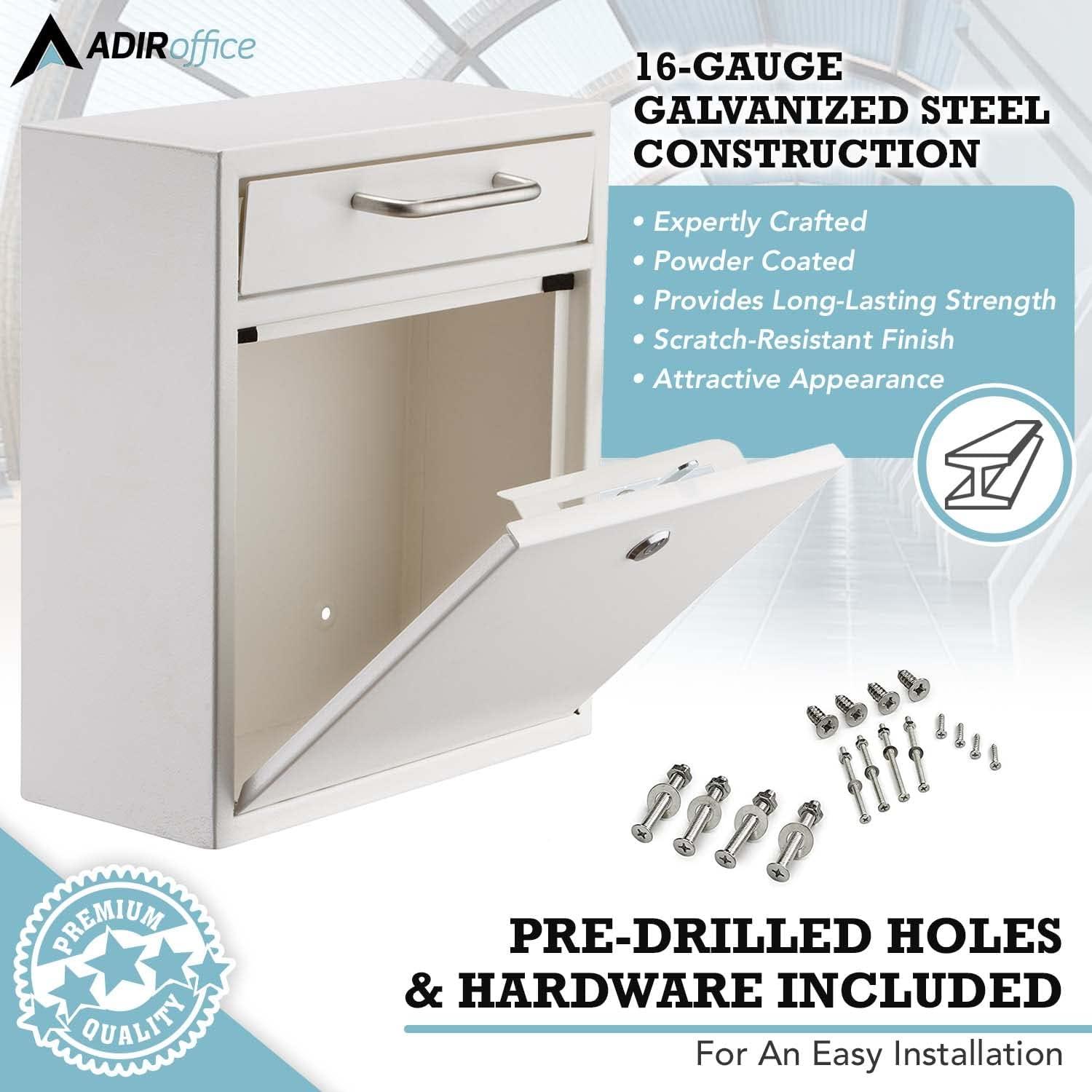 AdirOffice Medium Ultimate White Interoffice Wall Mounted Mail Box Drop Box