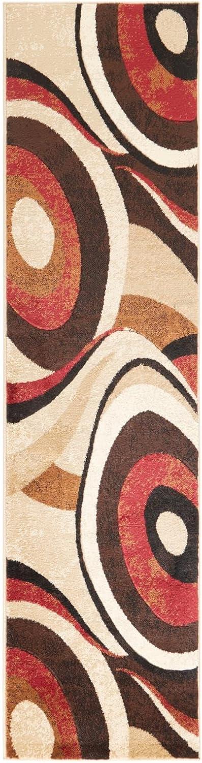 Home Dynamix Slade Contemporary Abstract Runner Area Rug, Brown/Red, 1'9"x7'2"