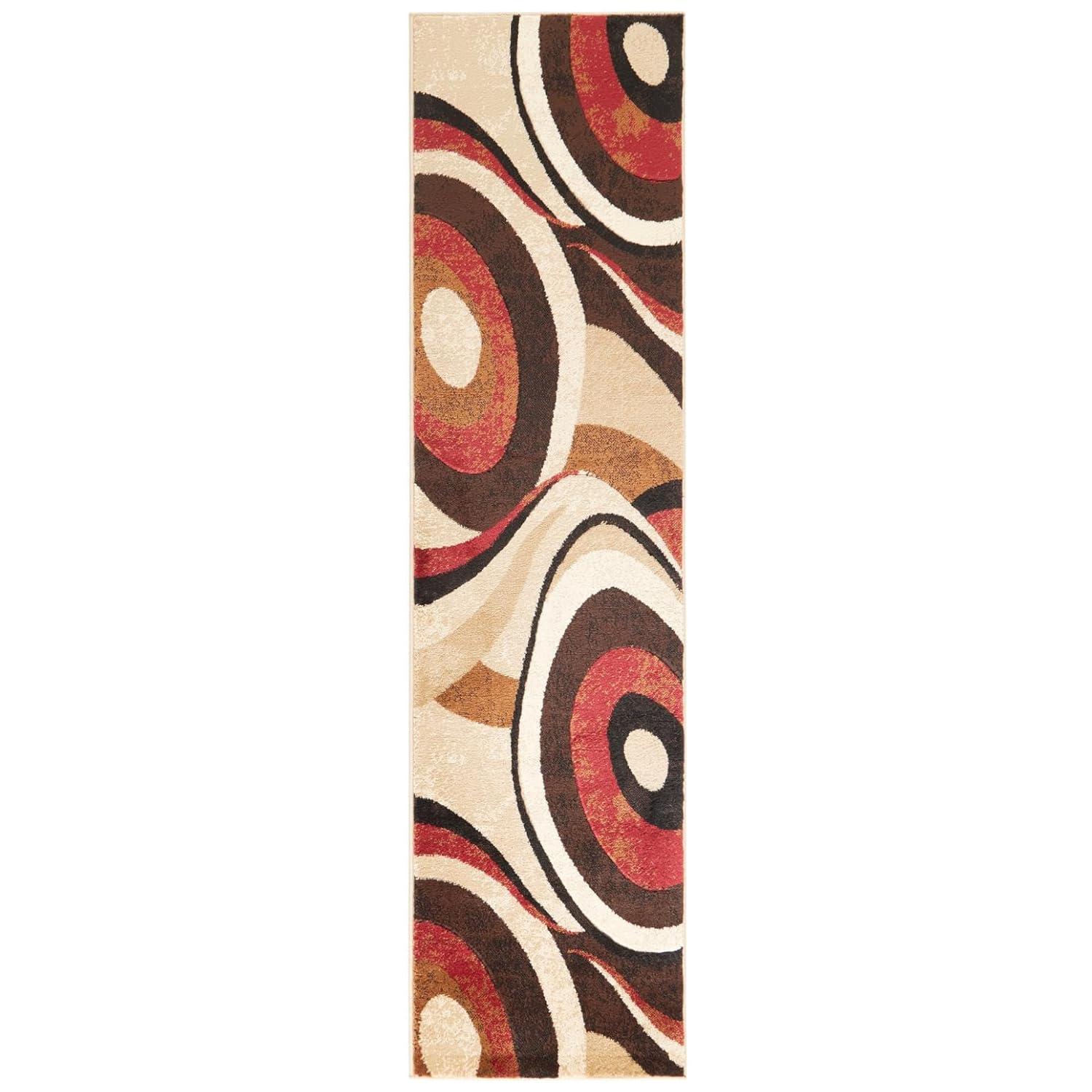 Home Dynamix Slade Contemporary Abstract Runner Area Rug, Brown/Red, 1'9"x7'2"