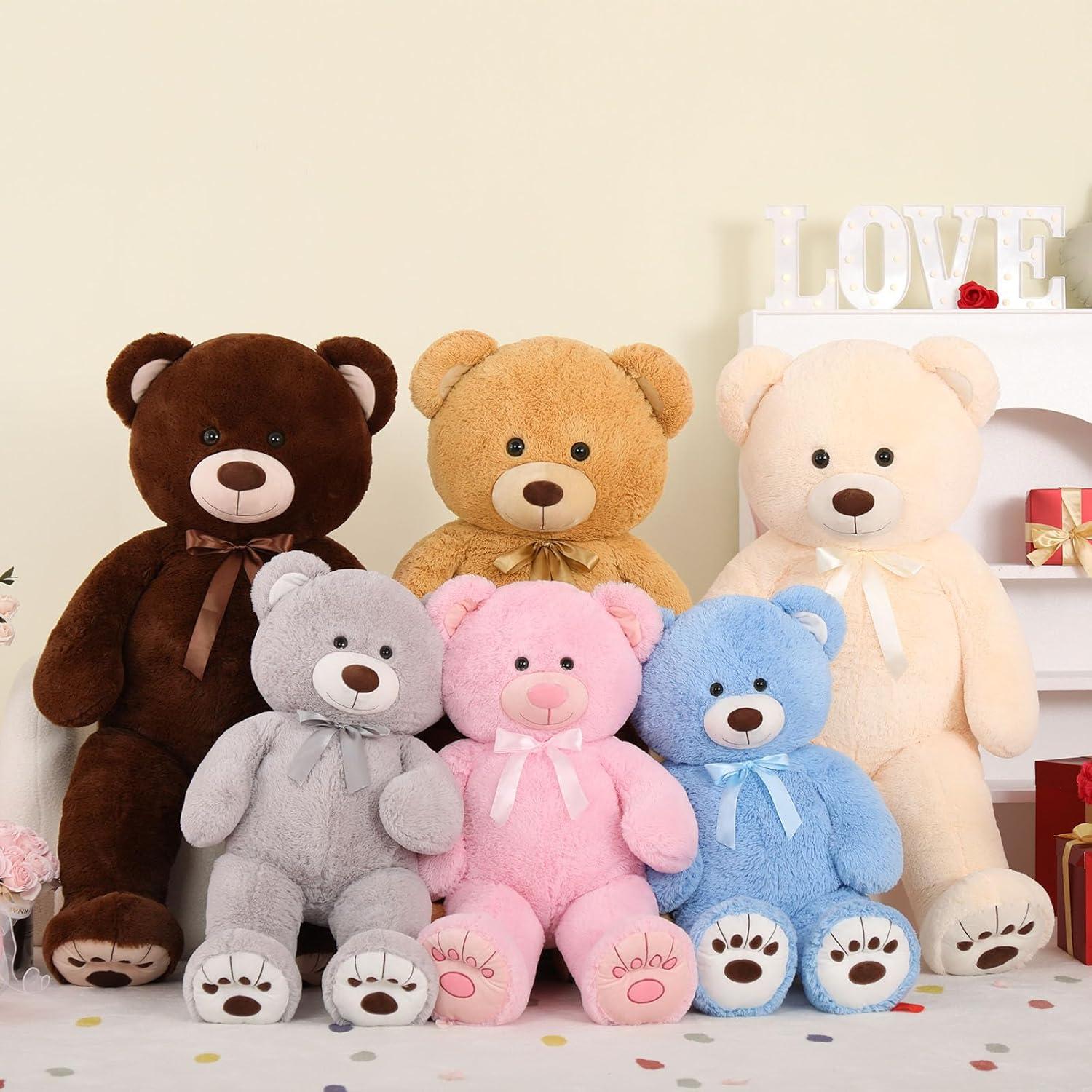 HollyHOME Teddy Bear Stuffed Animal Plush Giant Teddy Bears with Footprints Big Bear 36 inch Chocolate