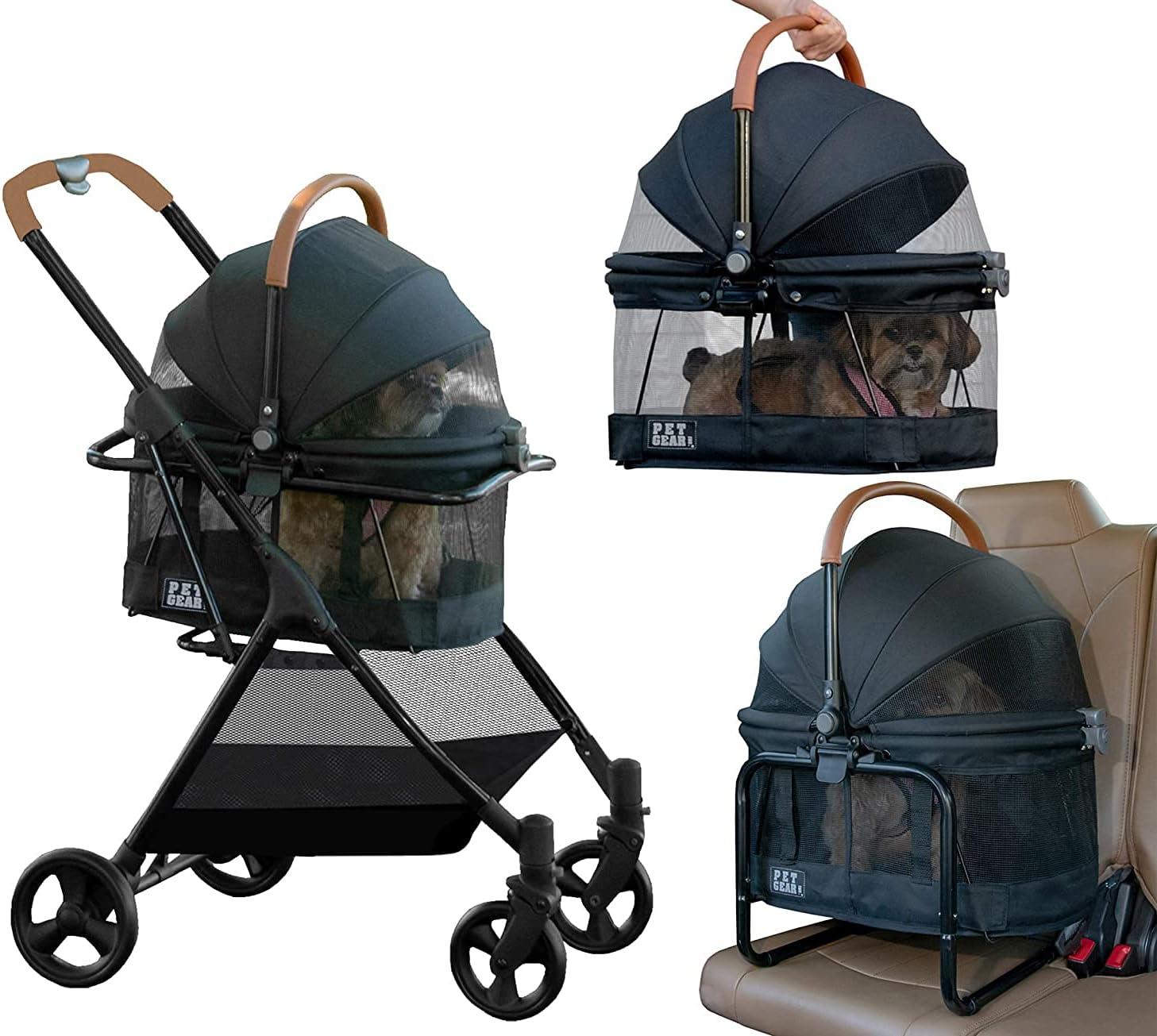 Jet Black 3-in-1 Pet Stroller, Carrier, and Booster Seat