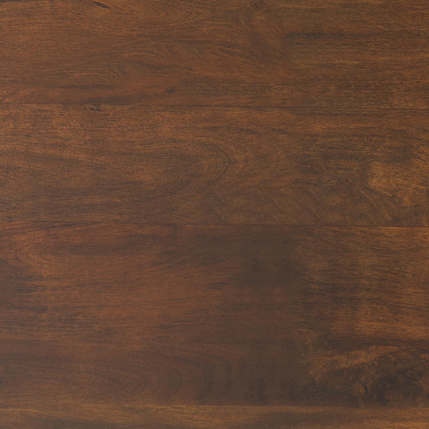 Millbury SOLID MANGO WOOD 36 inch Wide Round Contemporary Drum Coffee Table in Walnut Brown, Fully Assembled