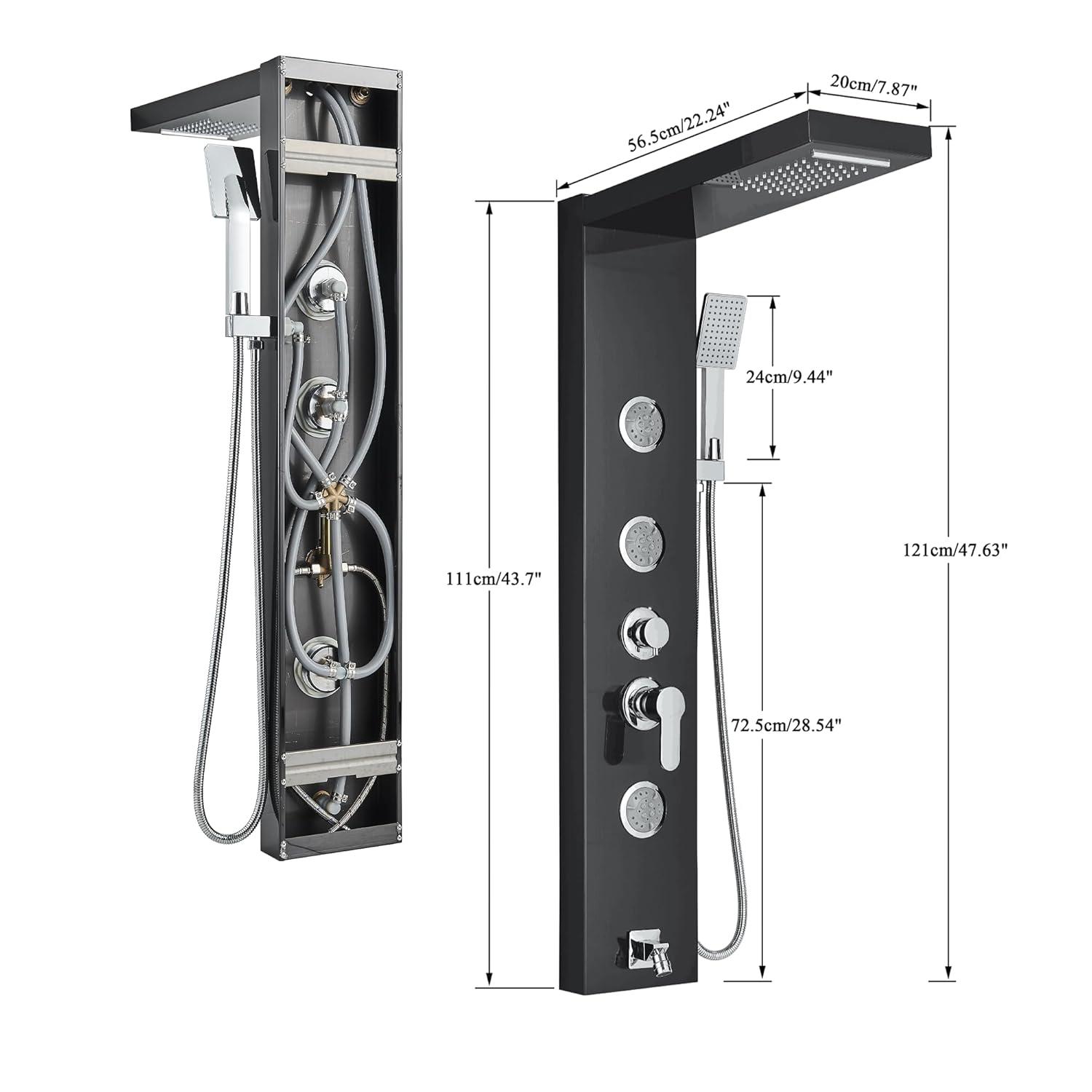 Zovajonia Matte Black Shower System 12 Inches Shower Faucet Set, Rain Shower Head with Handheld Spray Bathroom Wall Mount Shower Fixtures