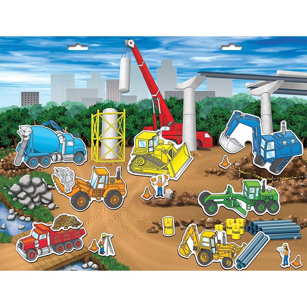 PlayMonster Create-A-Scene Magnetic Playset, Construction Site, Multicolor, Ages 3+, Playset