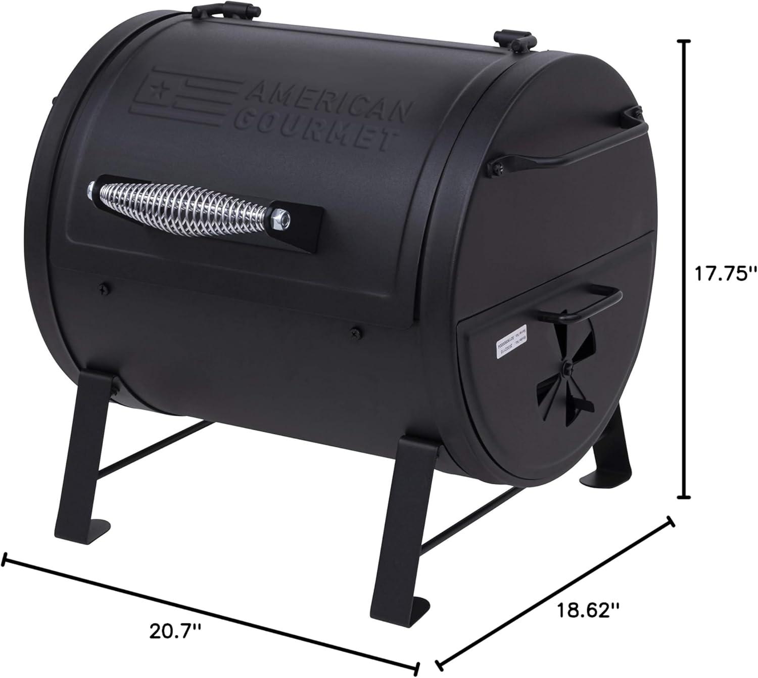 American Gourmet Black Portable Charcoal Tabletop Grill with Smoker