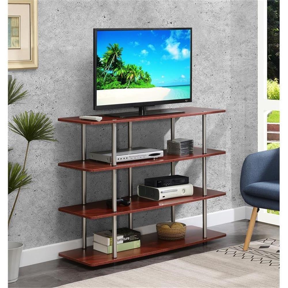 Convenience Concepts Designs2Go XL Highboy 4 Tier TV Stand, Cherry