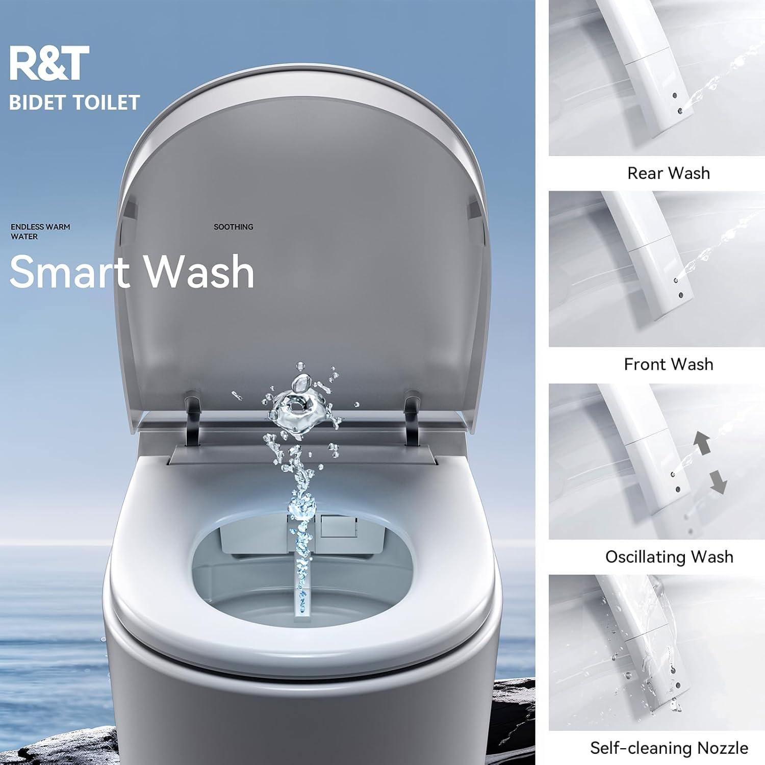White High Efficiency One-Piece Smart Toilet with Bidet