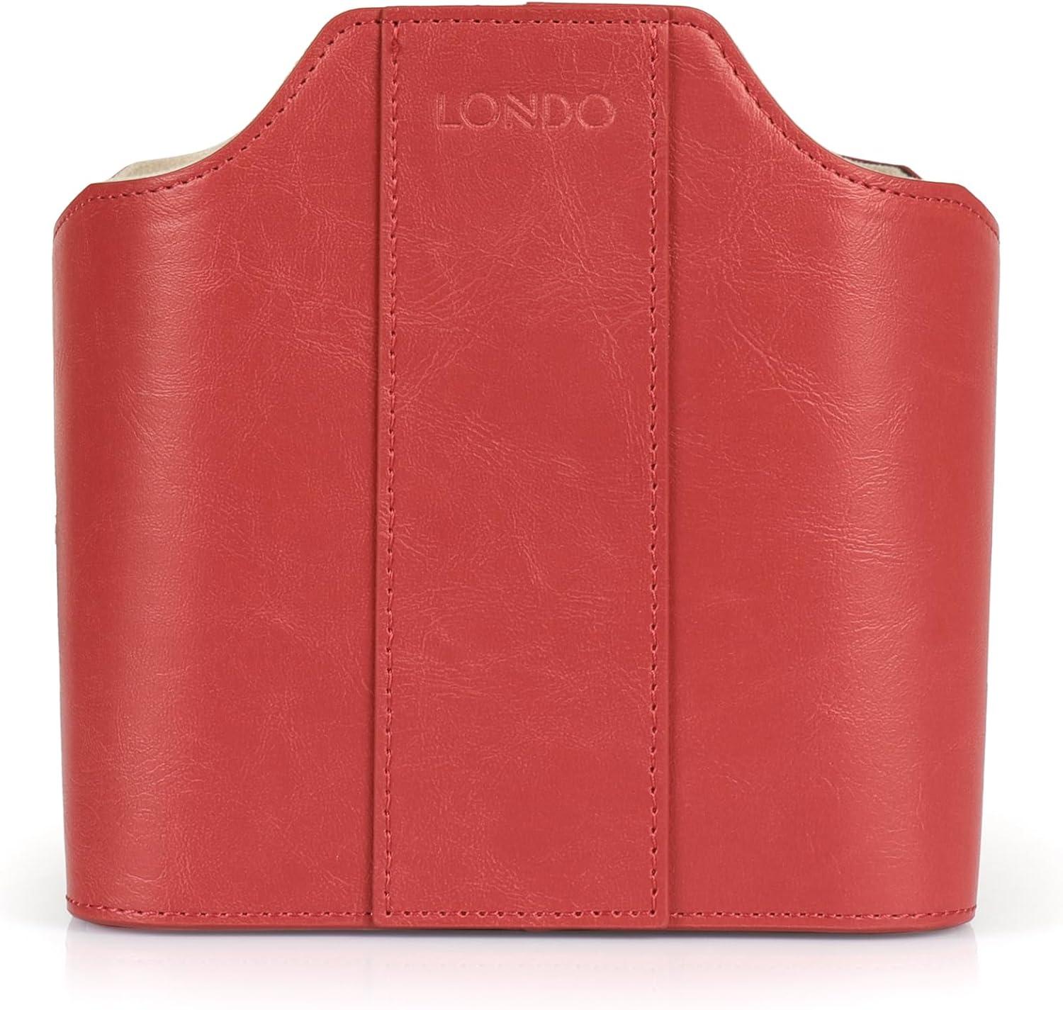 Red Faux Leather Remote Control Holder with Suede Lining