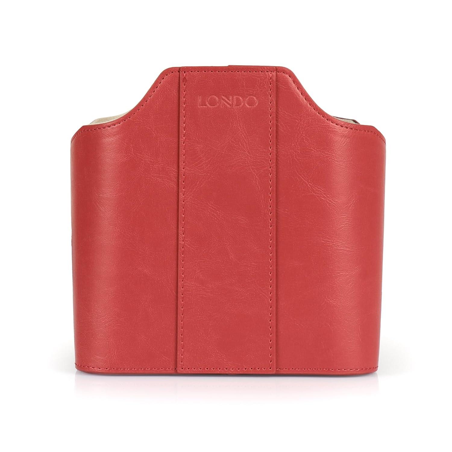 Red Faux Leather Remote Control Holder with Suede Lining