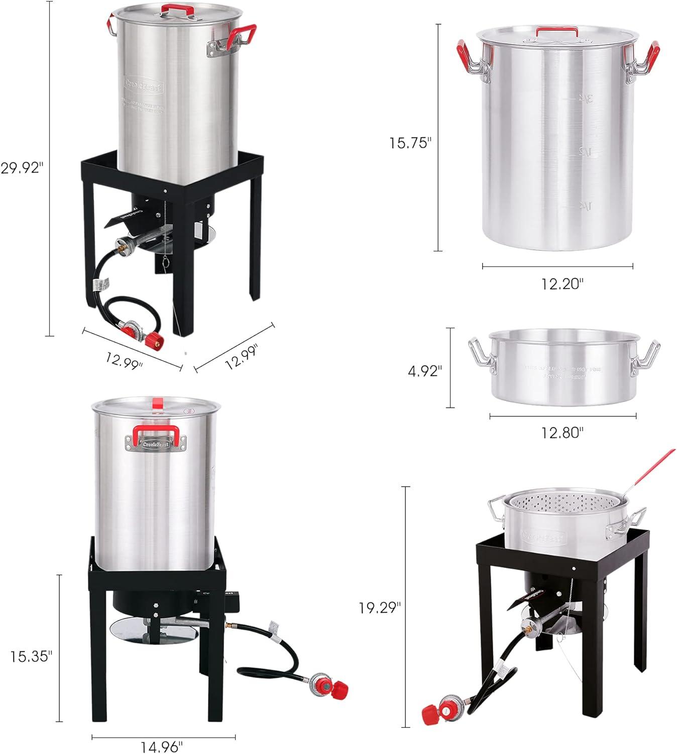 30 Qt Silver Aluminum Outdoor Turkey Fryer Kit with Accessories