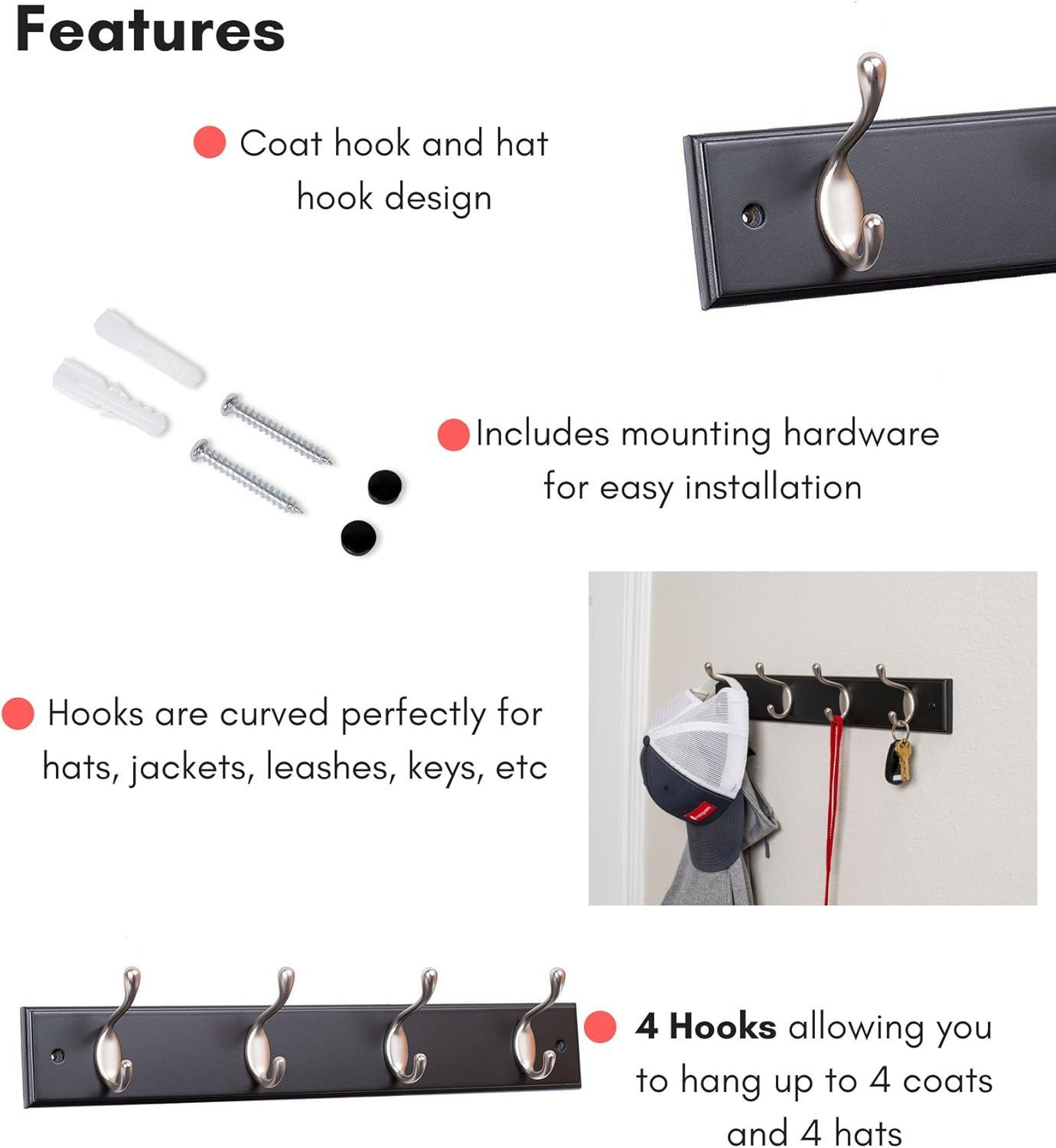 BirdRock Home Wall 4 - Hook Wall Mounted Coat Rack