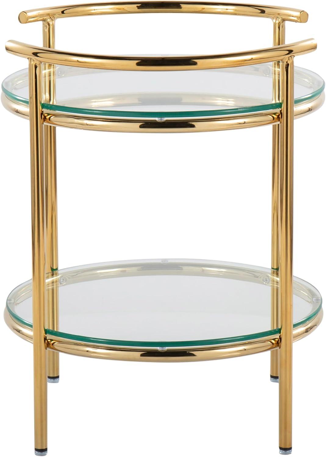 Rhonda Side Table Gold/Clear Glass - LumiSource: Art Deco, Tiered Design, Oval Shape, 22" Height