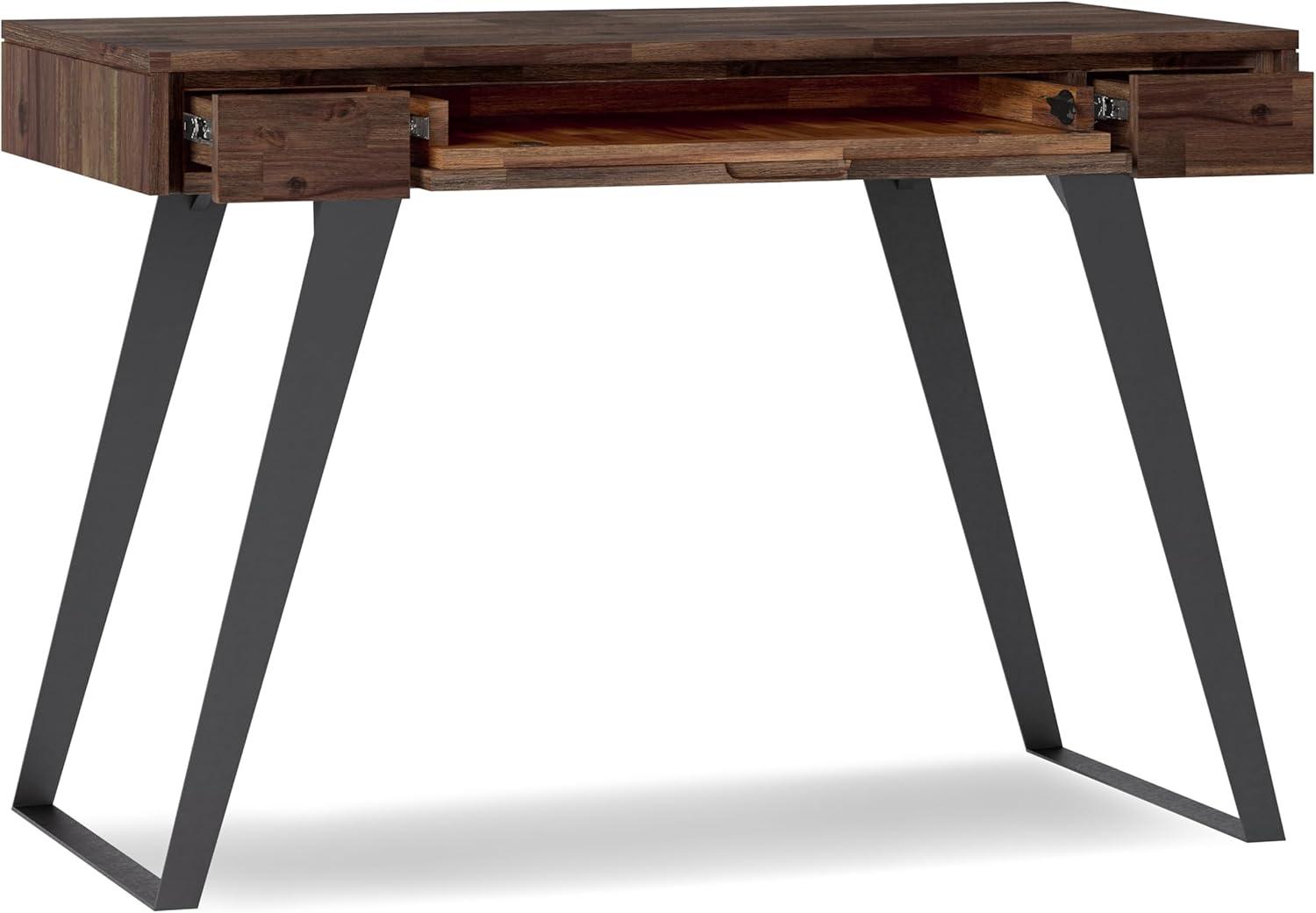 Simpli Home Lowry Solidwood 44 in. Desk in Distressed Charcoal Brown
