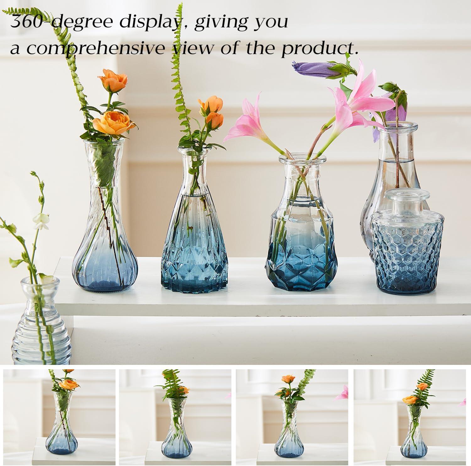 Bud Vases Set of 12, Small Glass Vases for Centerpieces, Small Flower Vases for Centerpieces, Vintage Mini Vase, Clear Bud Vase for Wedding Table Decor