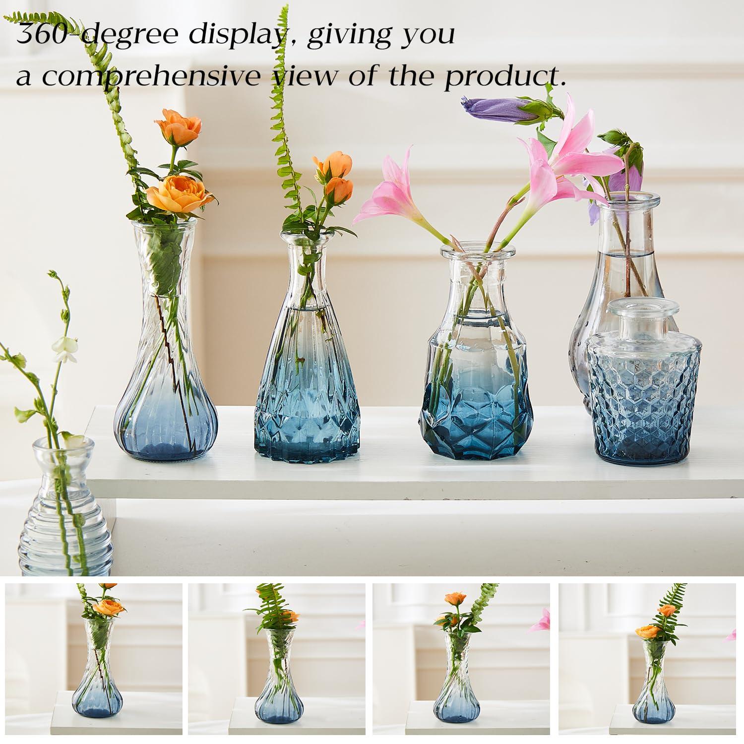 Bud Vases Set of 12, Small Glass Vases for Centerpieces, Small Flower Vases for Centerpieces, Vintage Mini Vase, Clear Bud Vase for Wedding Table Decor