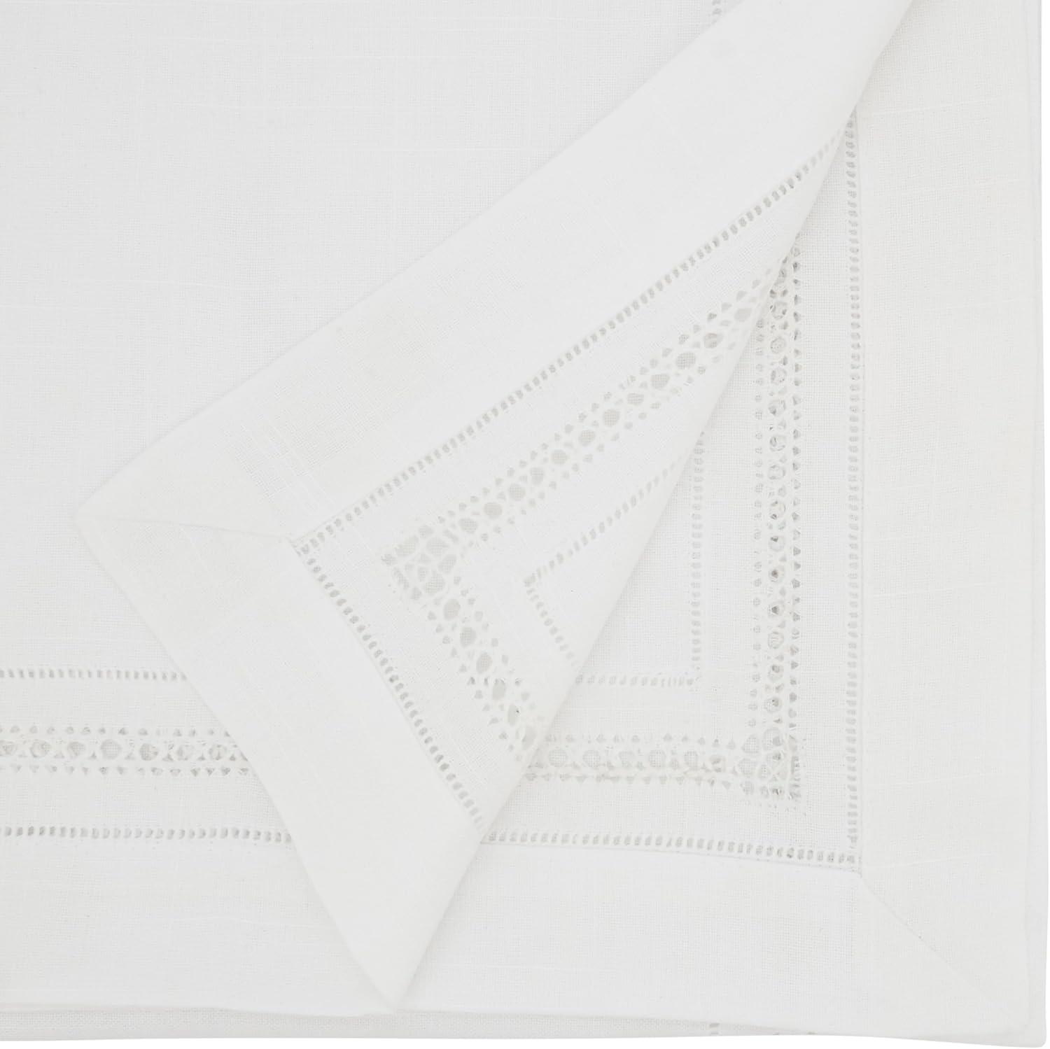 White Hemstitch Polyester Rectangle Table Runner