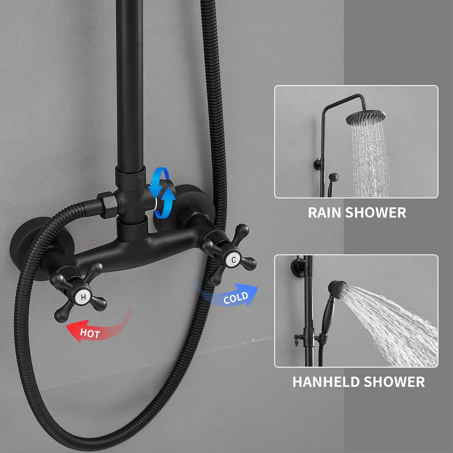 FUNDUXA Outdoor Shower Fixture With Handheld Spray Head