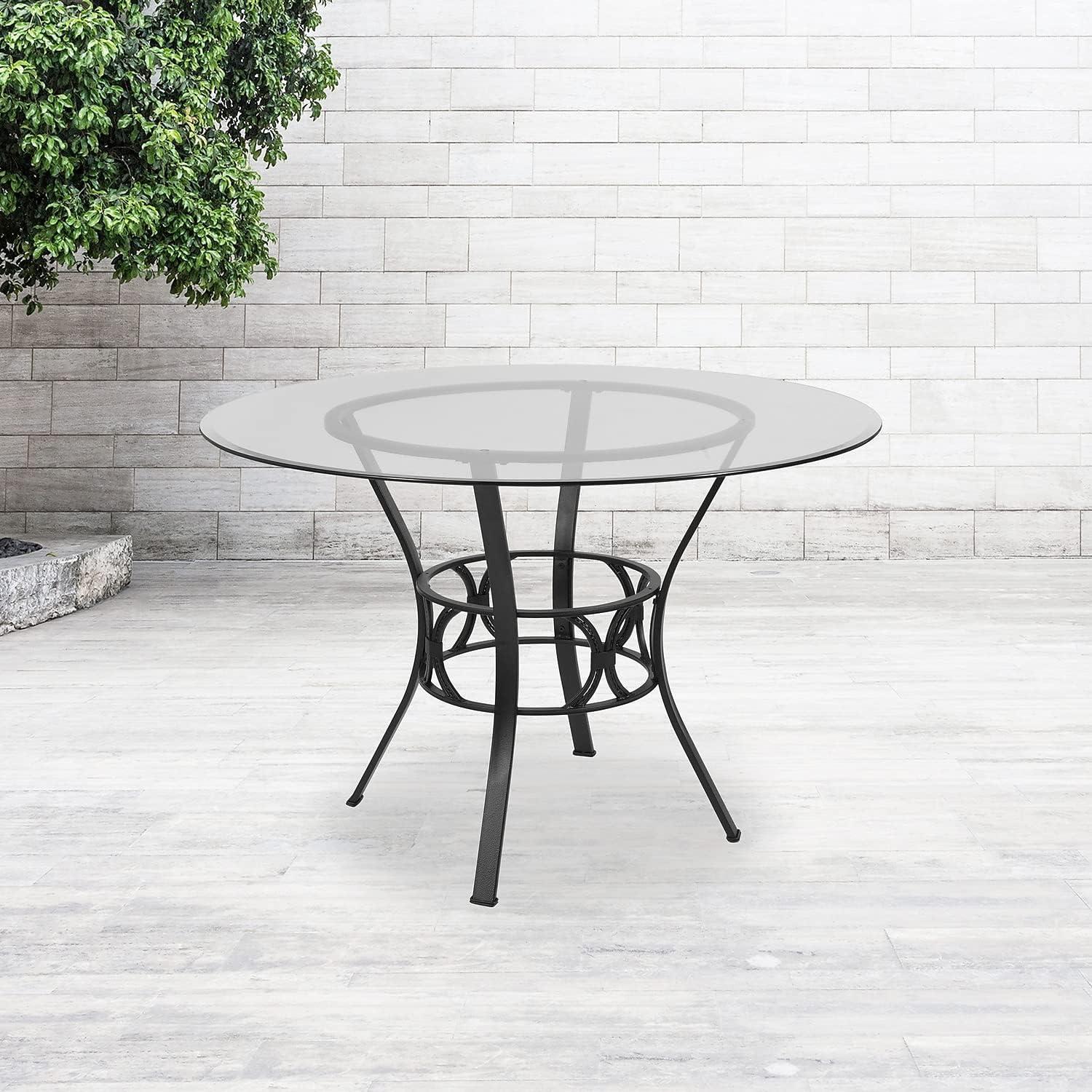 Flash Furniture Carlisle 42'' Round Glass Dining Table with Silver Metal Frame