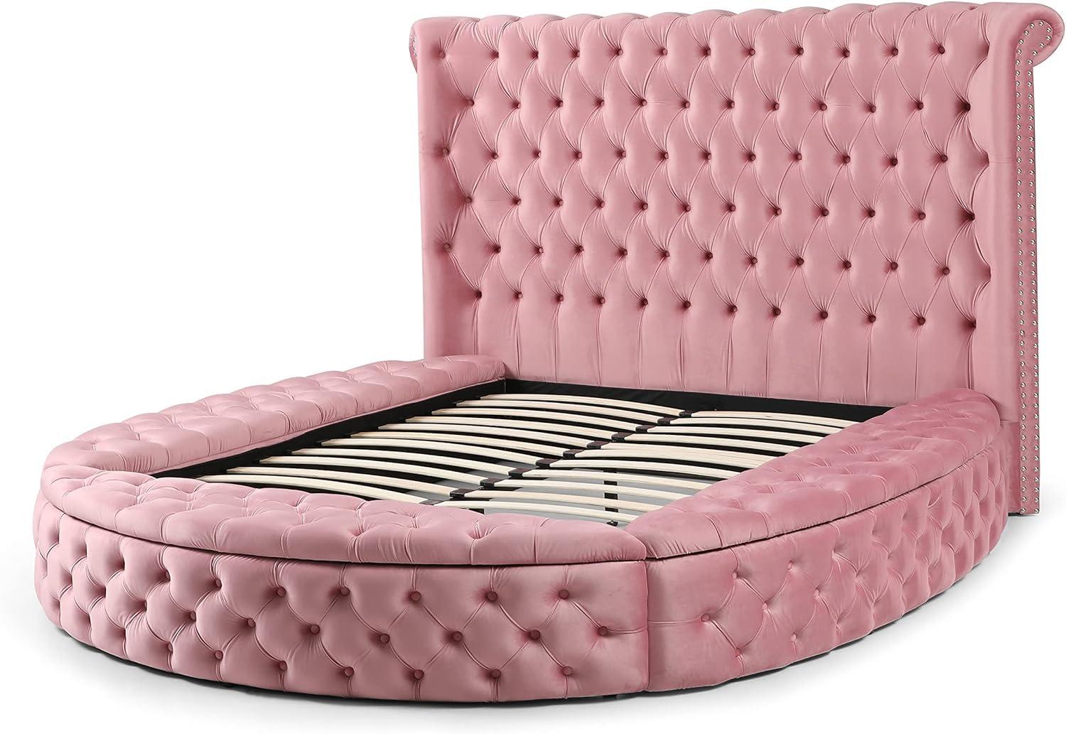 Woodpeckers Furniture and Mattress Upholstered Round Storage Bed