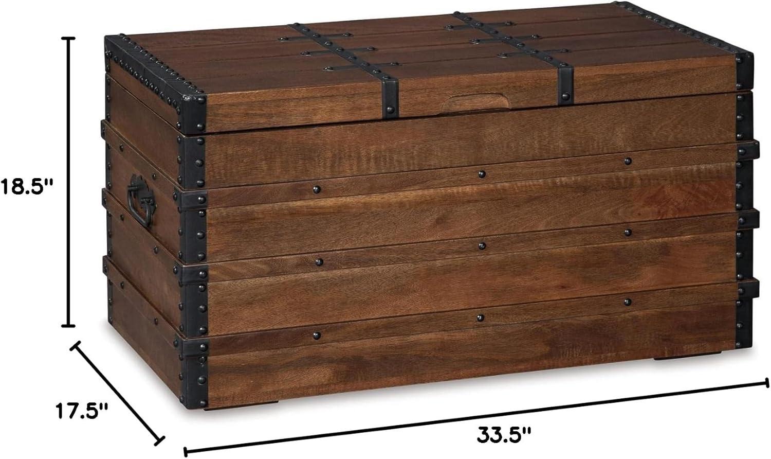 Kettleby Storage Trunk Brown - Signature Design by Ashley: Vintage-Inspired, Coffee Table, Farmhouse Decor