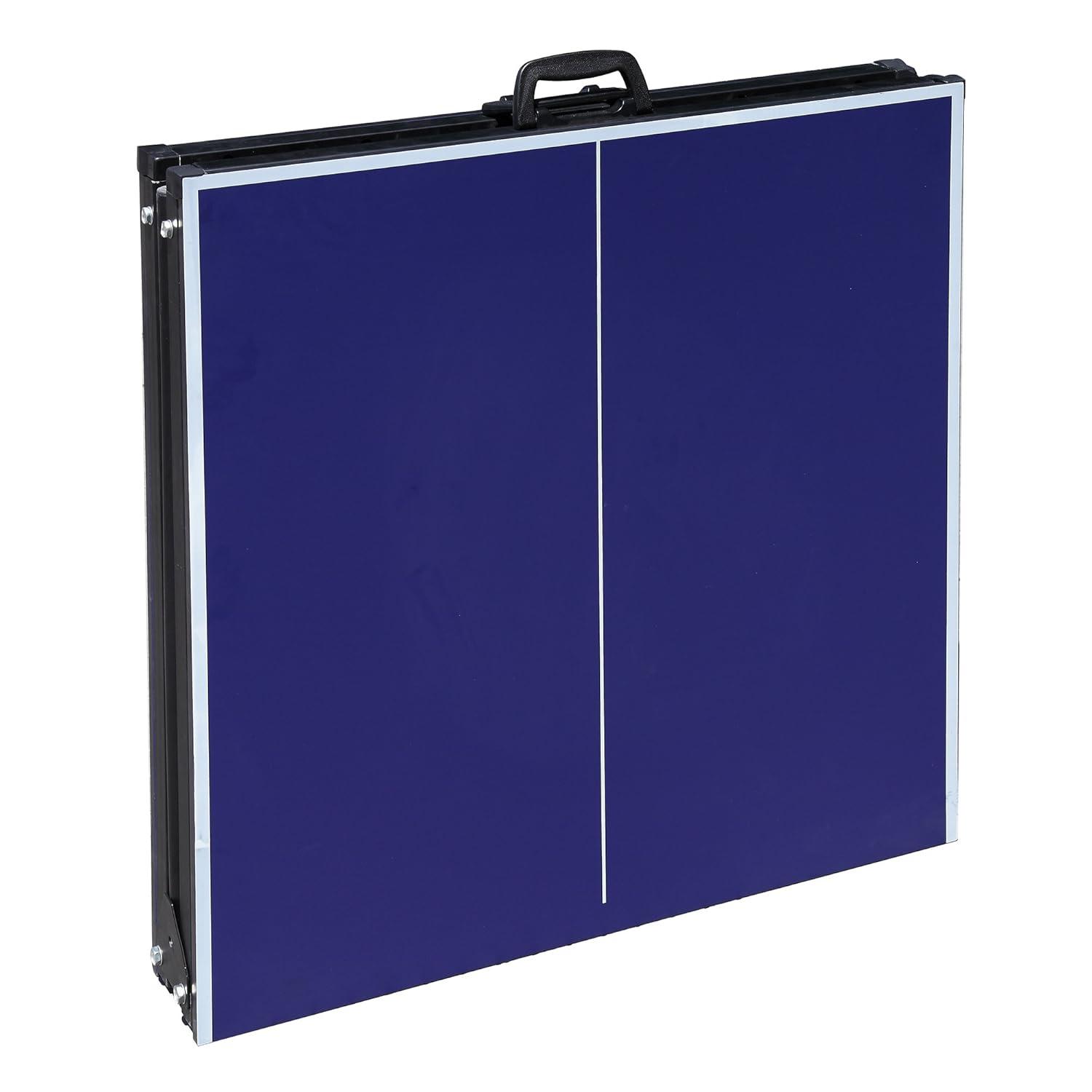 Compact 60" Blue Melamine Folding Indoor Table Tennis Table with Accessories