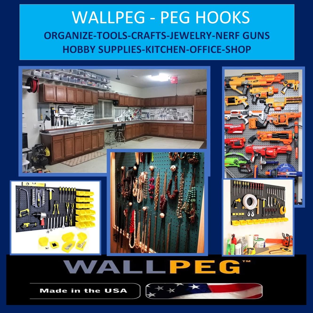 WallPeg Plastic Pegboard Panels, 96" Wide Garage Tool Pegboard, Black