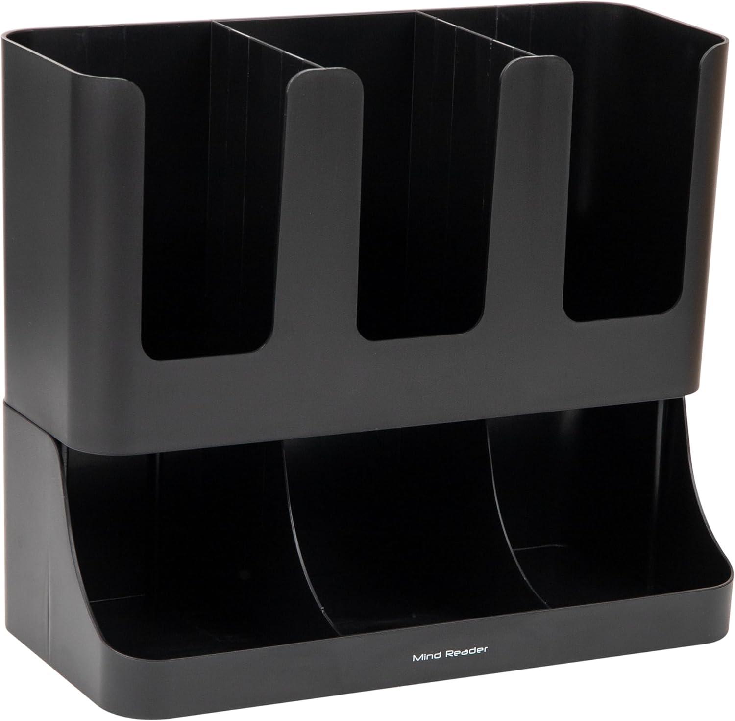 Mind Reader Cup and Condiment Station, Countertop Organizer, 13"L x 6.4"W x 11.5"H, Black