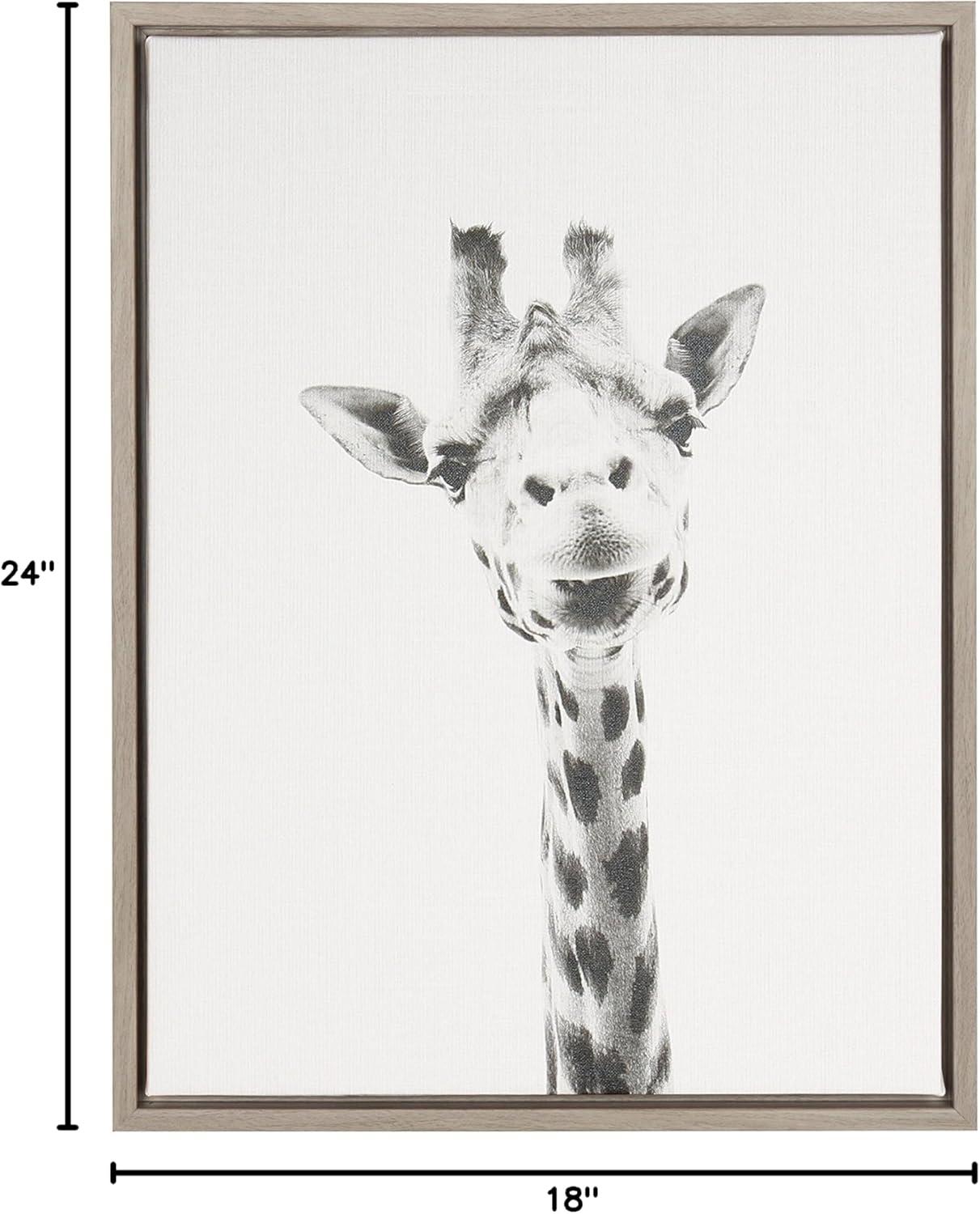 24" x 18" Giraffe Framed Canvas Art - Uniek