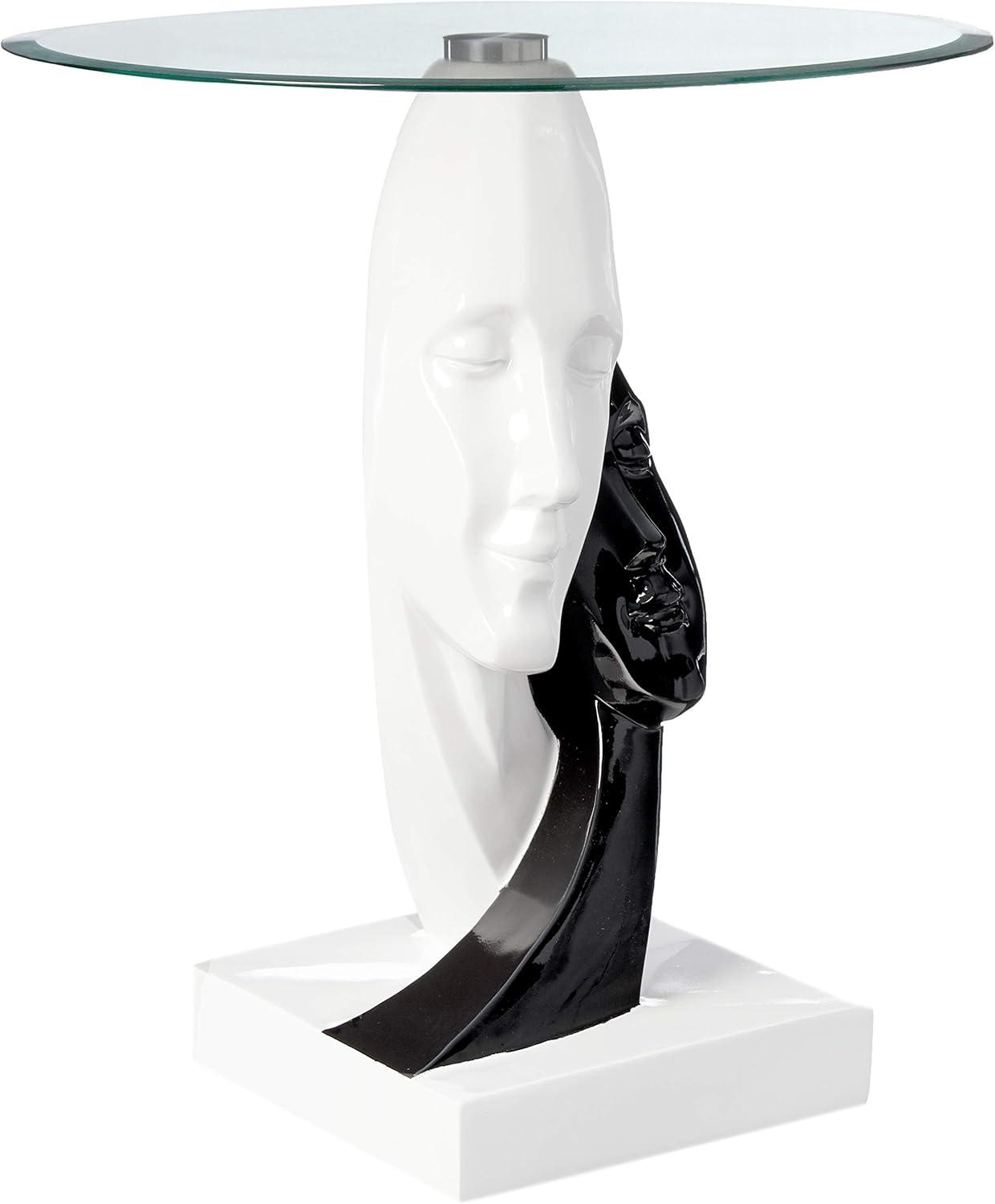 Design Toscano Lovers in Black and White Glass End Table