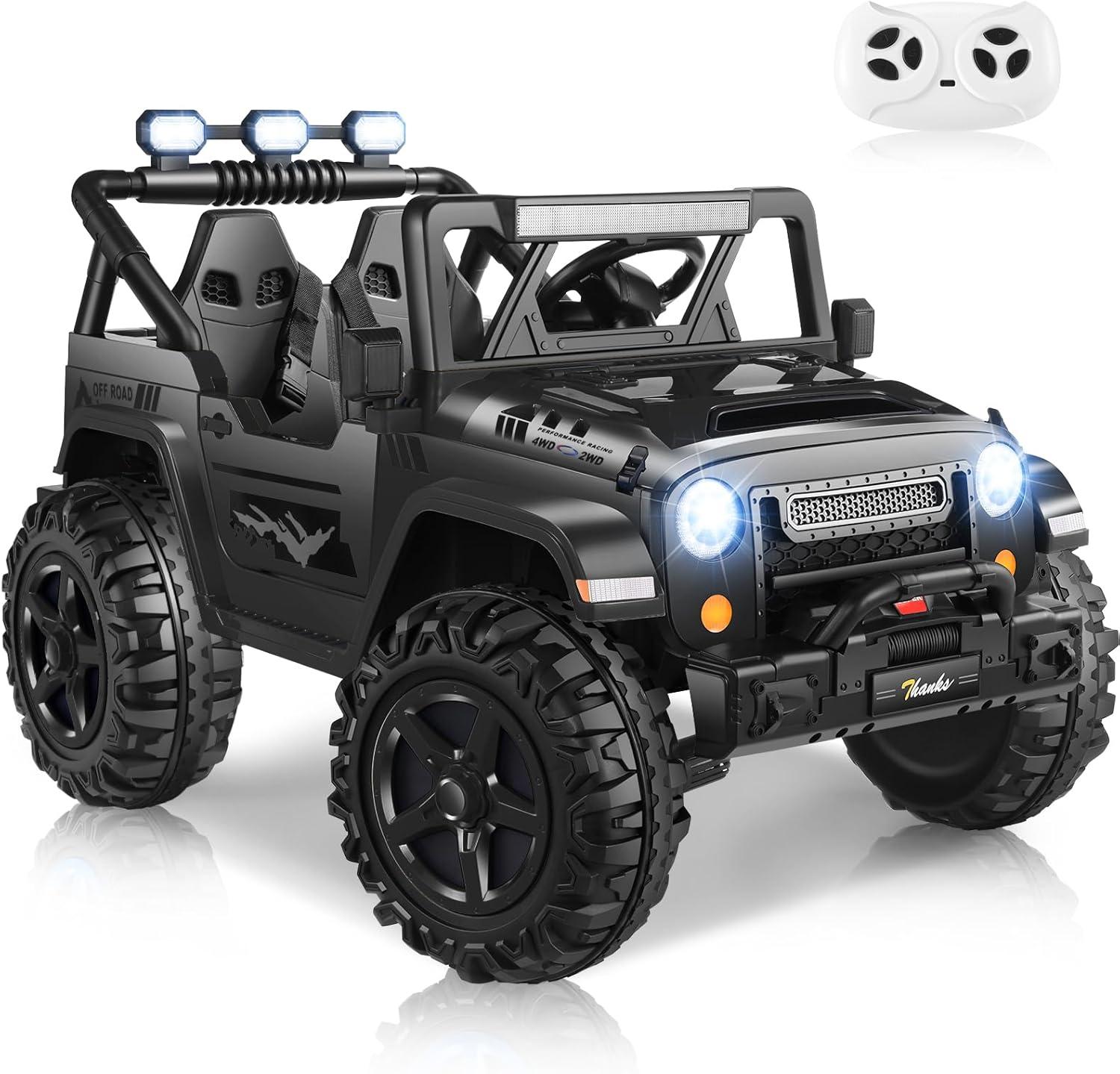 Ancheer Alex 24V 4WD//2WD Ride On Jeep Truck,2 Seater Kids UTV With 4X200w Powerful Engine,Remote Control,Bluetooth,20 Wide Seat,Vehicles for Kids Toddlers