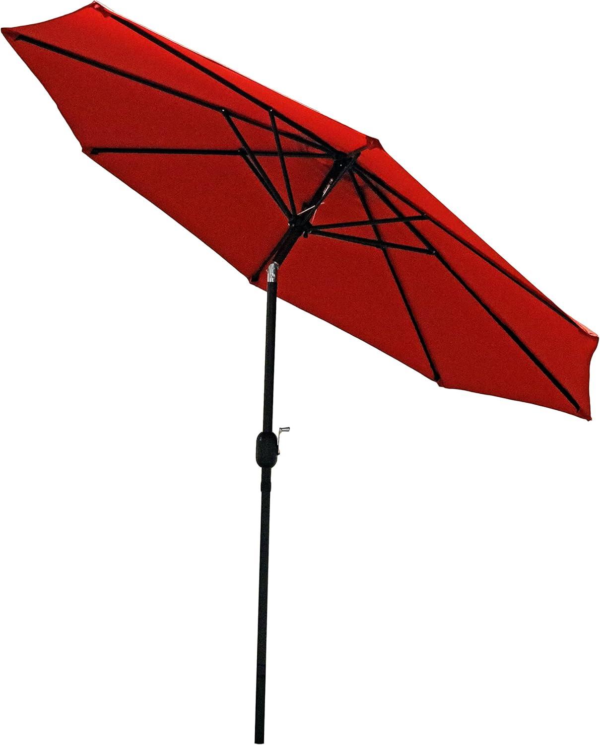 Sunnydaze Outdoor Aluminum Patio Table Umbrella with Polyester Canopy and Push Button Tilt and Crank - 9' - Burnt Orange