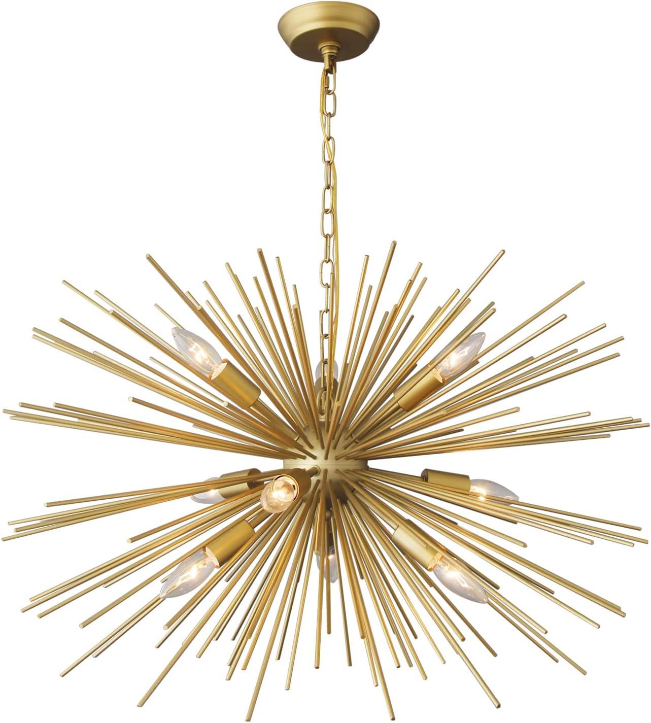 Gold 29in Sputnik Chandelier with Adjustable Pendant Chain