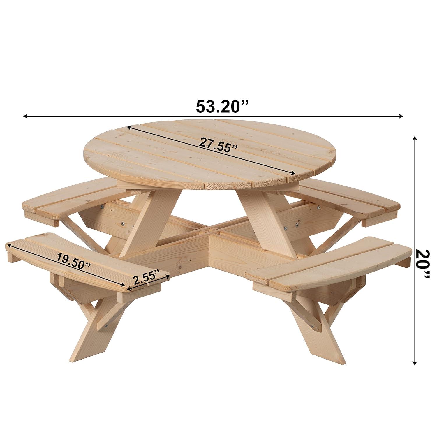 Isabelle & Max™ Admeto Wooden Kids Round Picnic Table Bench, Outdoor Children's Backyard Table, Crafting, Dining, and Playtime Patio Table