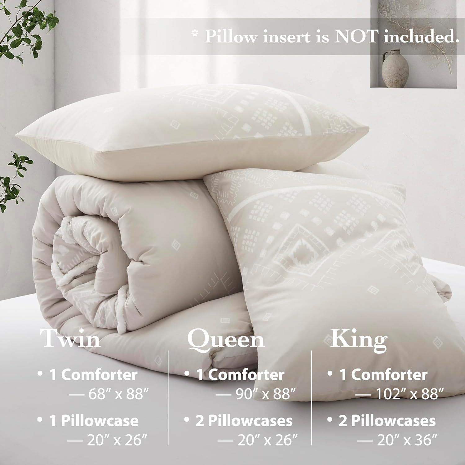 Oli Anderson Cream King Comforter Set Tufted Bedding Set King 3 Pieces, Boho Shabby Chic Comforter with 2 Pillowcases (Cream,King)