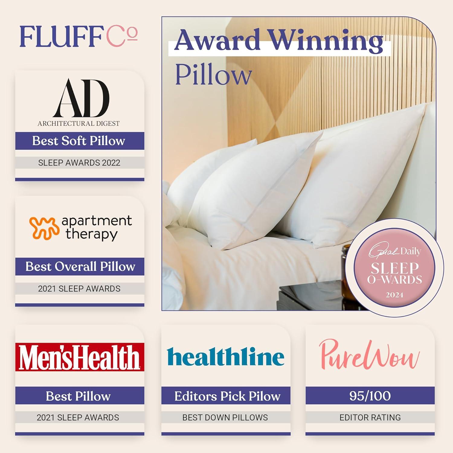 FluffCo Down & Feather Pillow - King - Firm - White