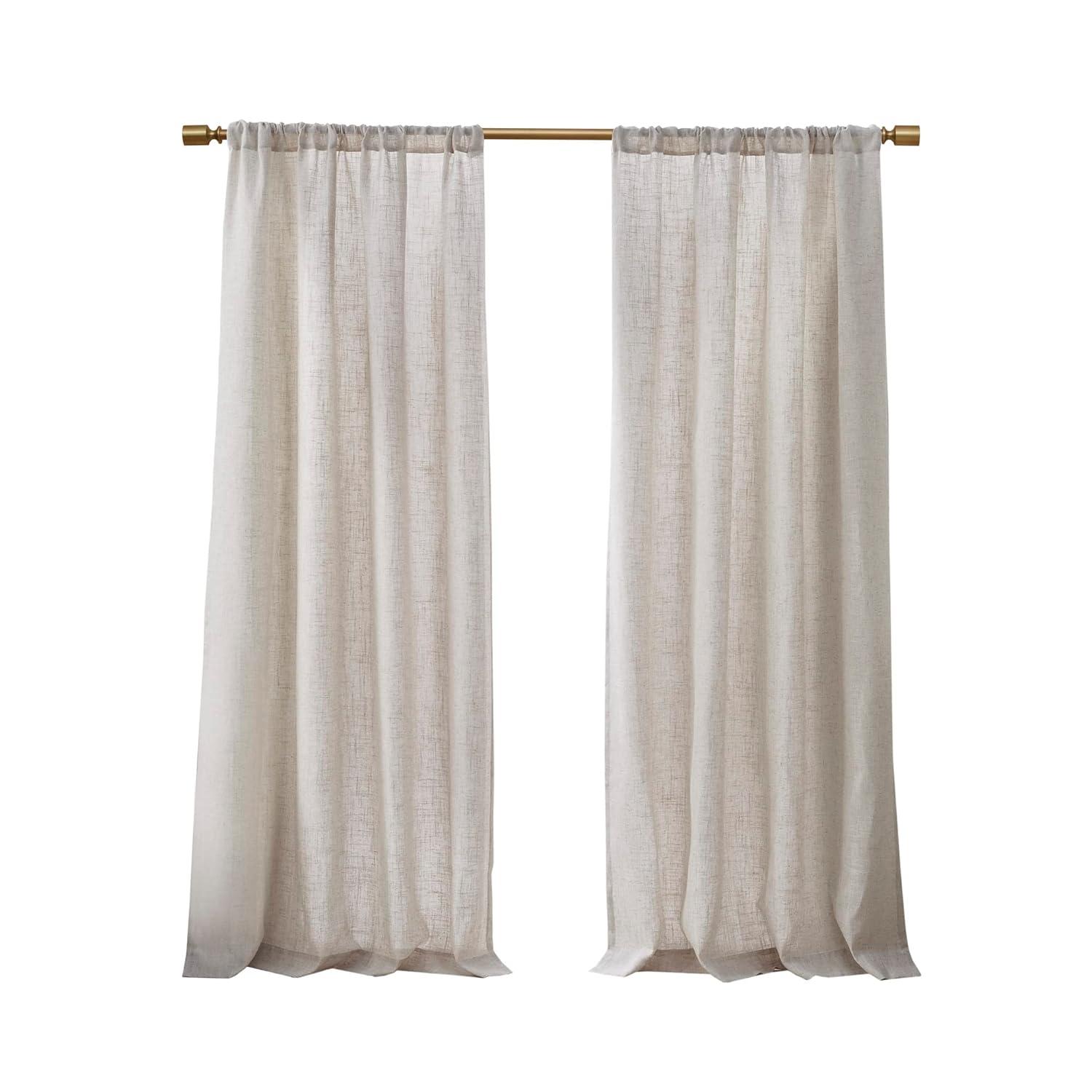 Madison Park Kyler Natural Linen Blend Light Filtering Curtain Panel Pair 52x84" (Set of 2)