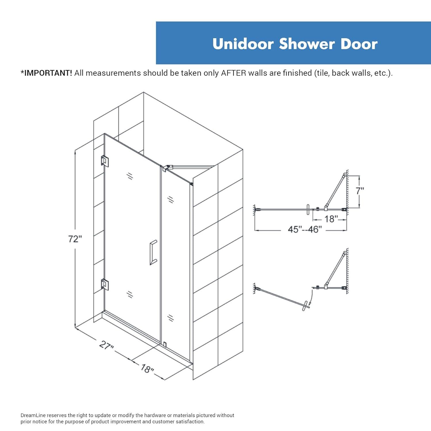 Unidoor 45" W x 72" H Frameless Shower Door with ClearMax™ Technology