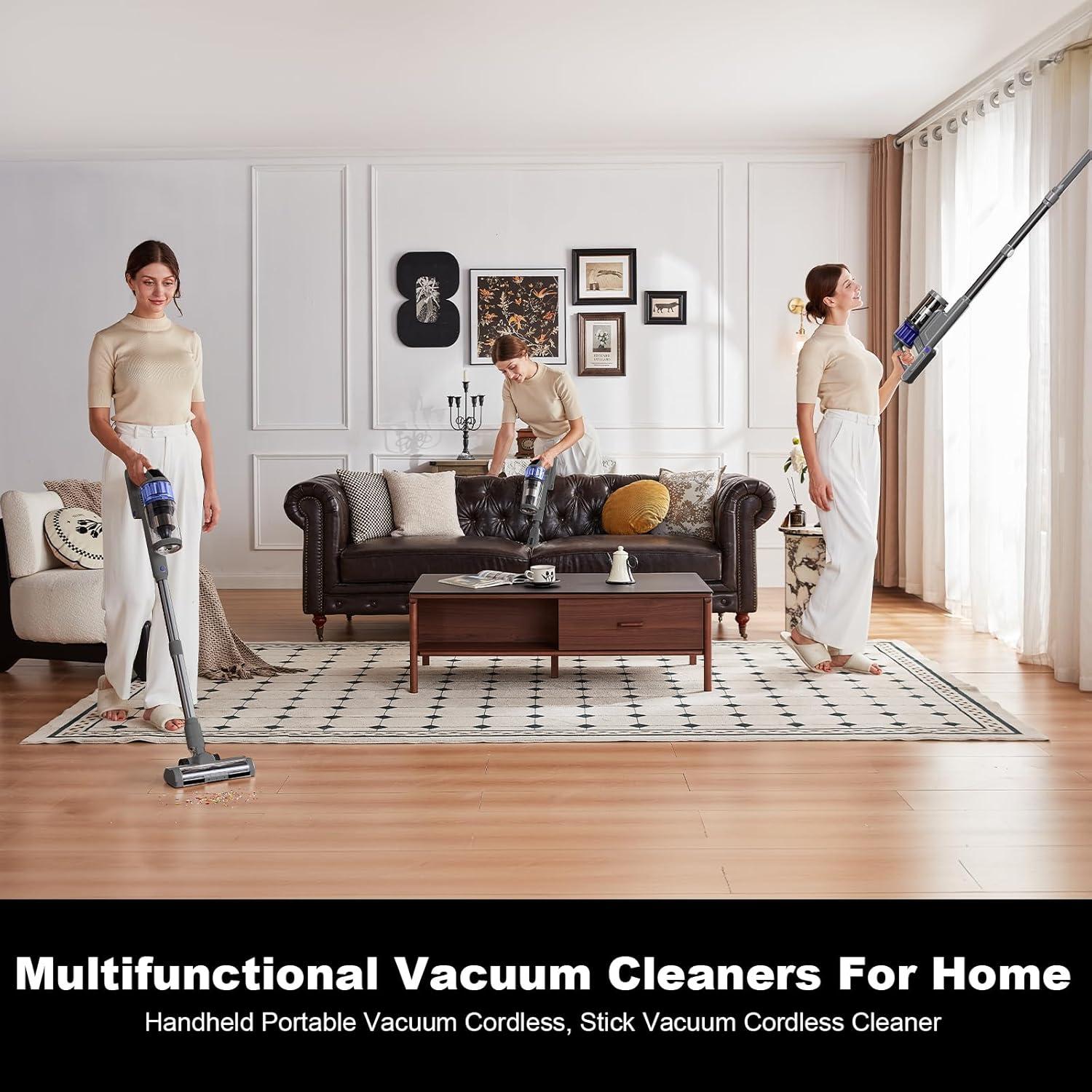 Cordless Vacuum Cleaner - Vacuum Cleaners for Home, Stick Handheld Portable Hand Held Rechargeable Battery Vac for Home Pet Hair Hardwood Floor, Household Lightweight Wireless Hand Vac, V10 Purple