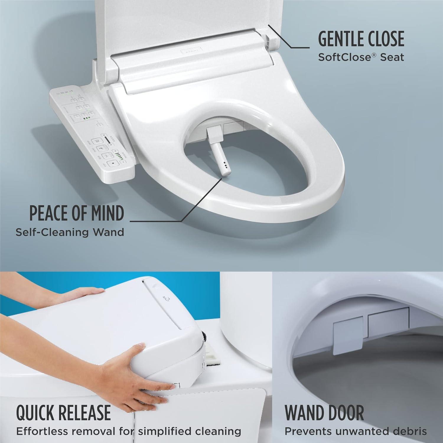 Cotton White Heated Electronic Bidet Toilet Seat with SoftClose Lid