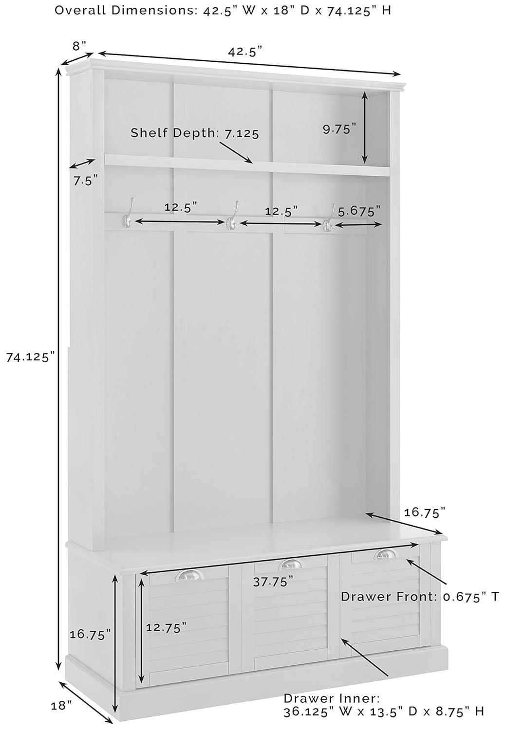 Ellison Hall Tree Gray - Crosley: Bench with Storage, Coat Hooks, Shoe Organizer