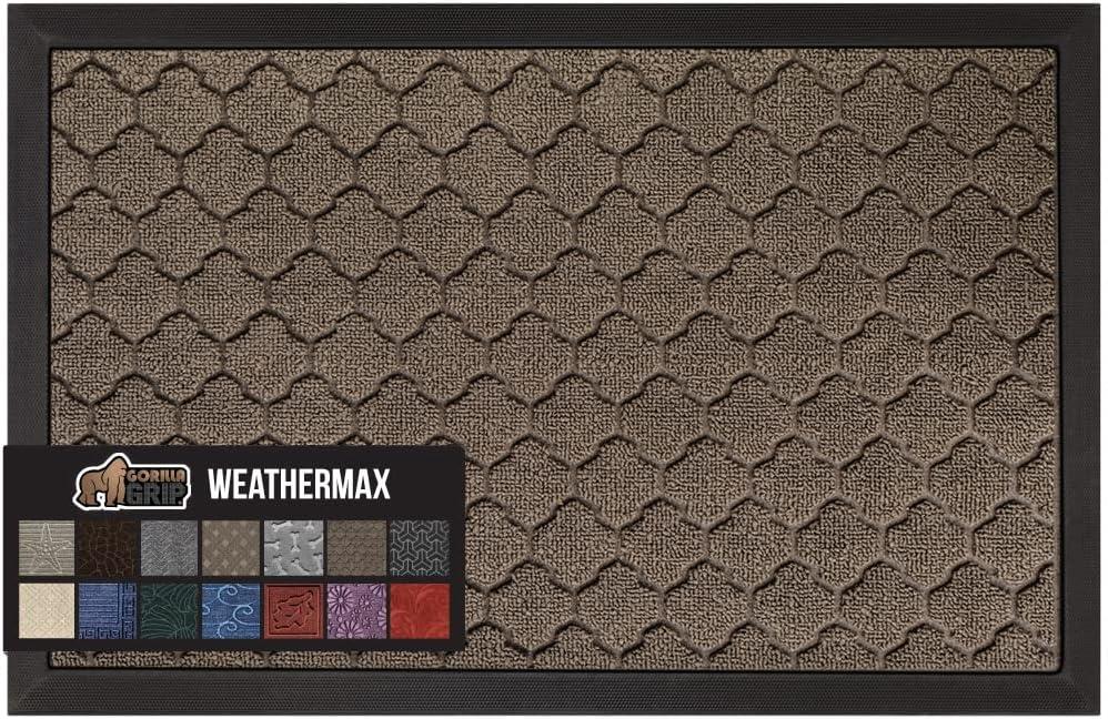 Latte Quatrefoil 47x35 WeatherMax Rubber Doormat