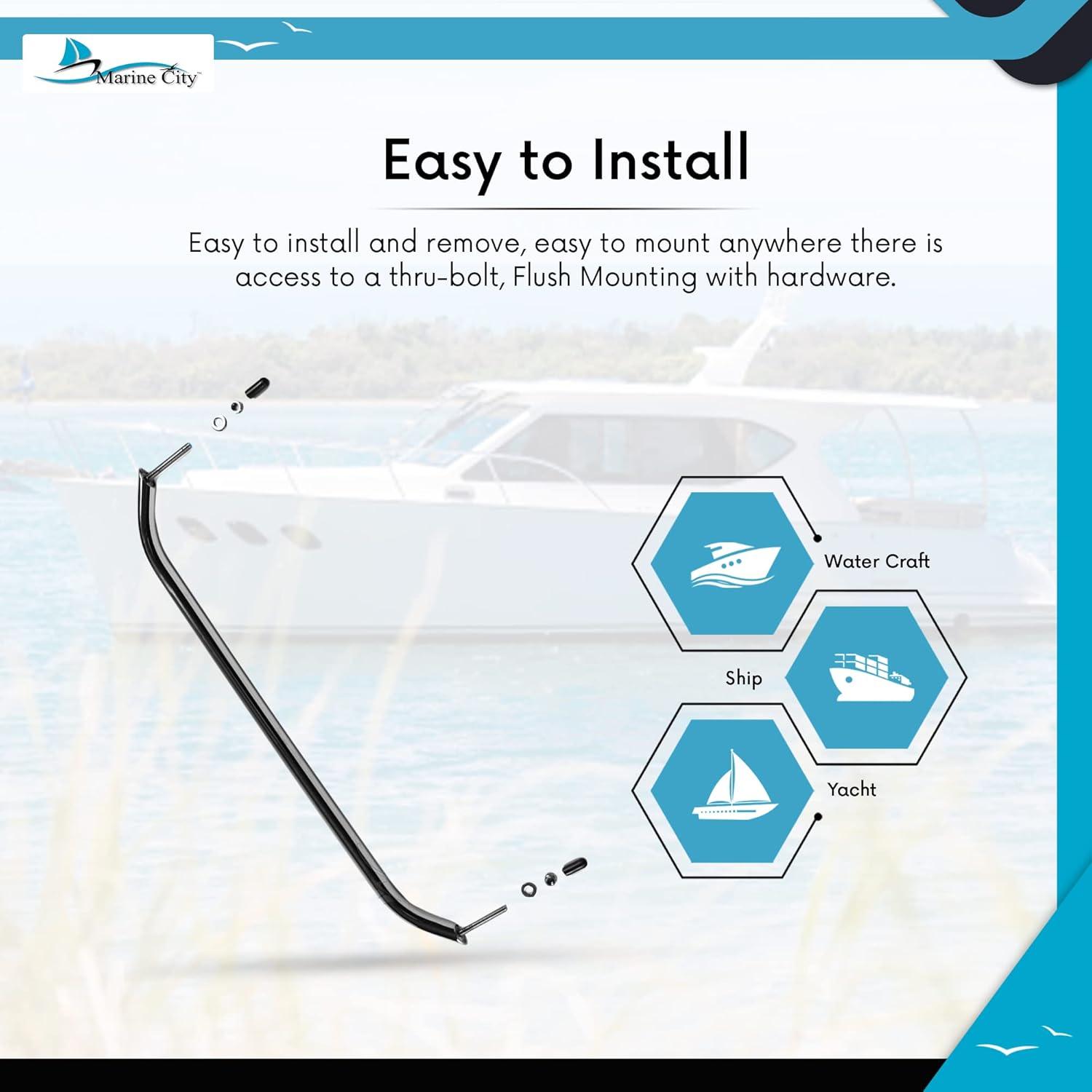 Marine City Mango de Barra de Agarre Ovalado de Acero Inoxidable de 19 Pulgadas con Bridas y Tachuelas