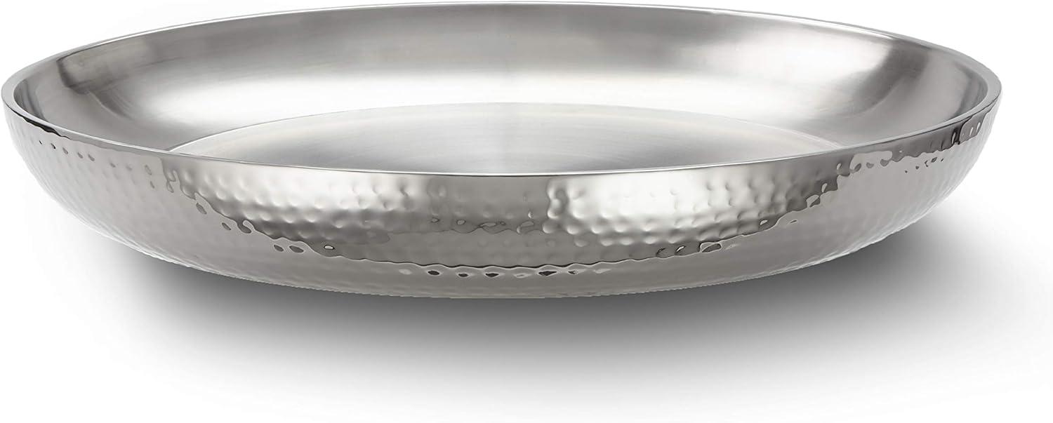 Hammered Stainless Steel Insulated Round Tray, 135 oz.