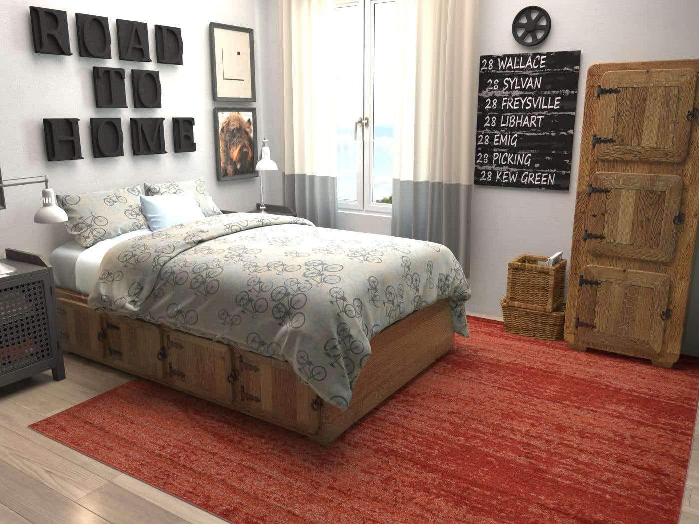 Unique Loom Lucille Del Mar 8 x 8 (ft) Loomed Polypropylene Terracotta/Red Square Indoor Distressed/Overdyed Area rug